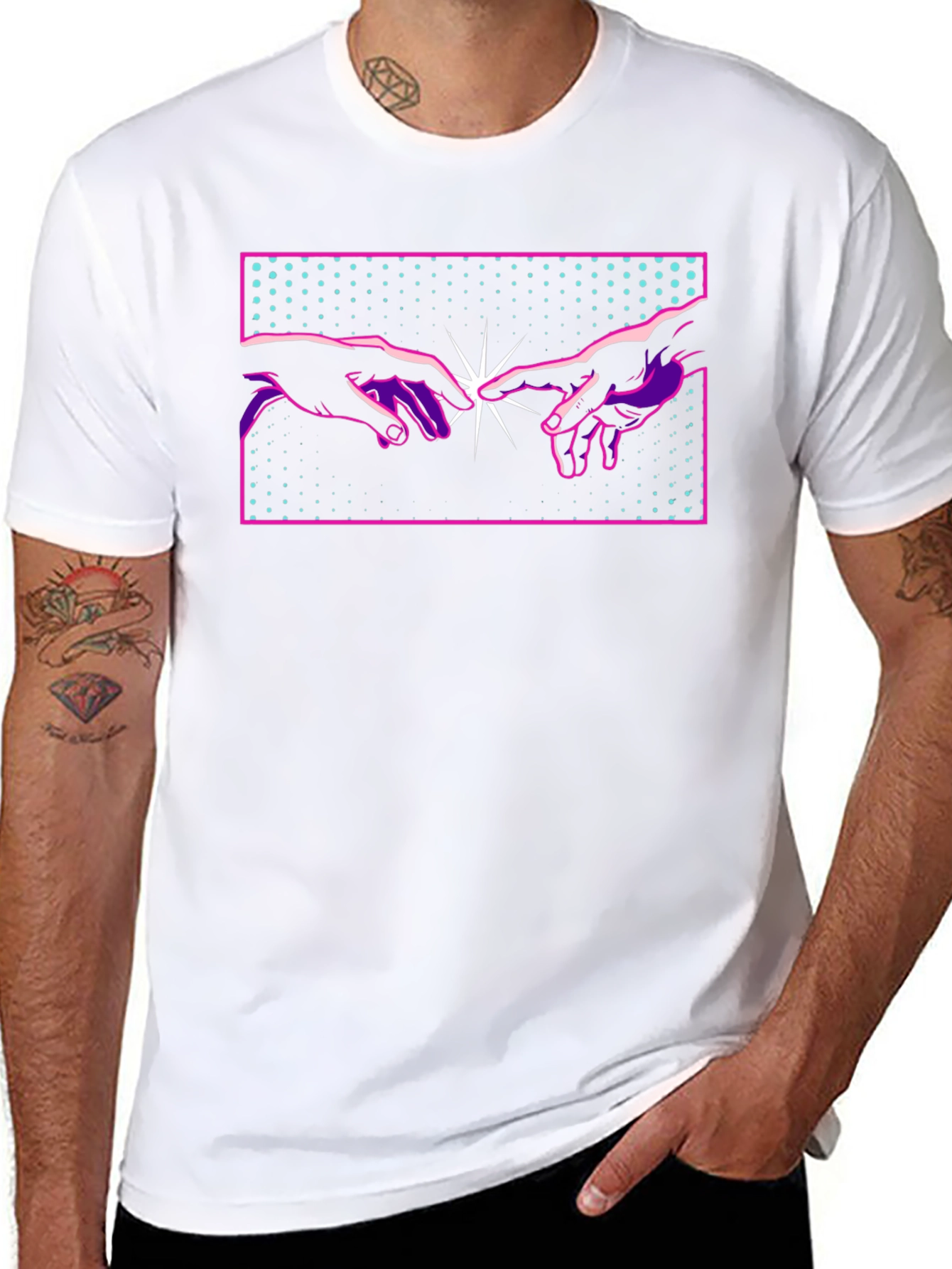 Creation Hands Graphic T-Shirt - Black Crew Neck
