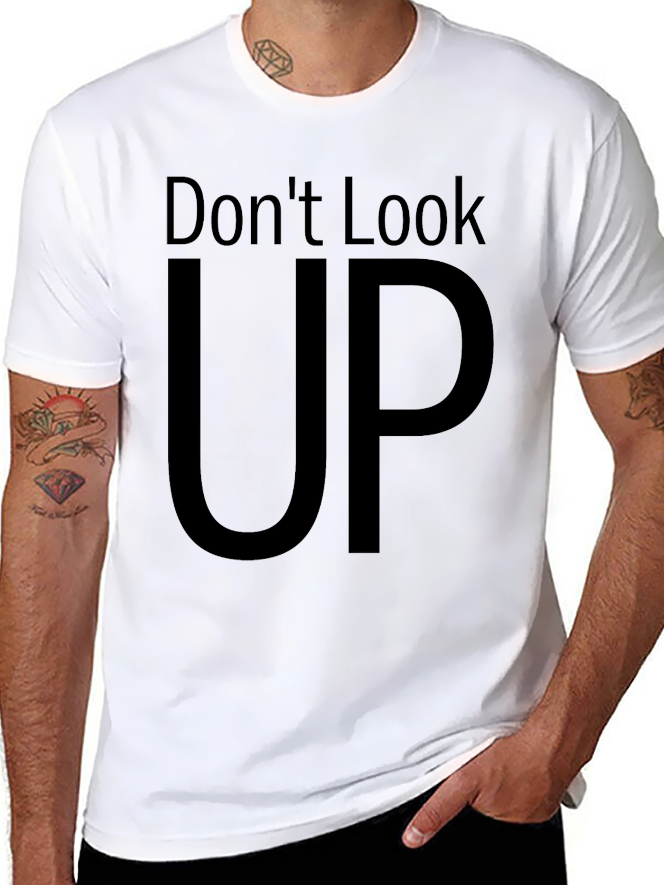 Dont Look Up Graphic Tee - Black Cotton T-Shirt