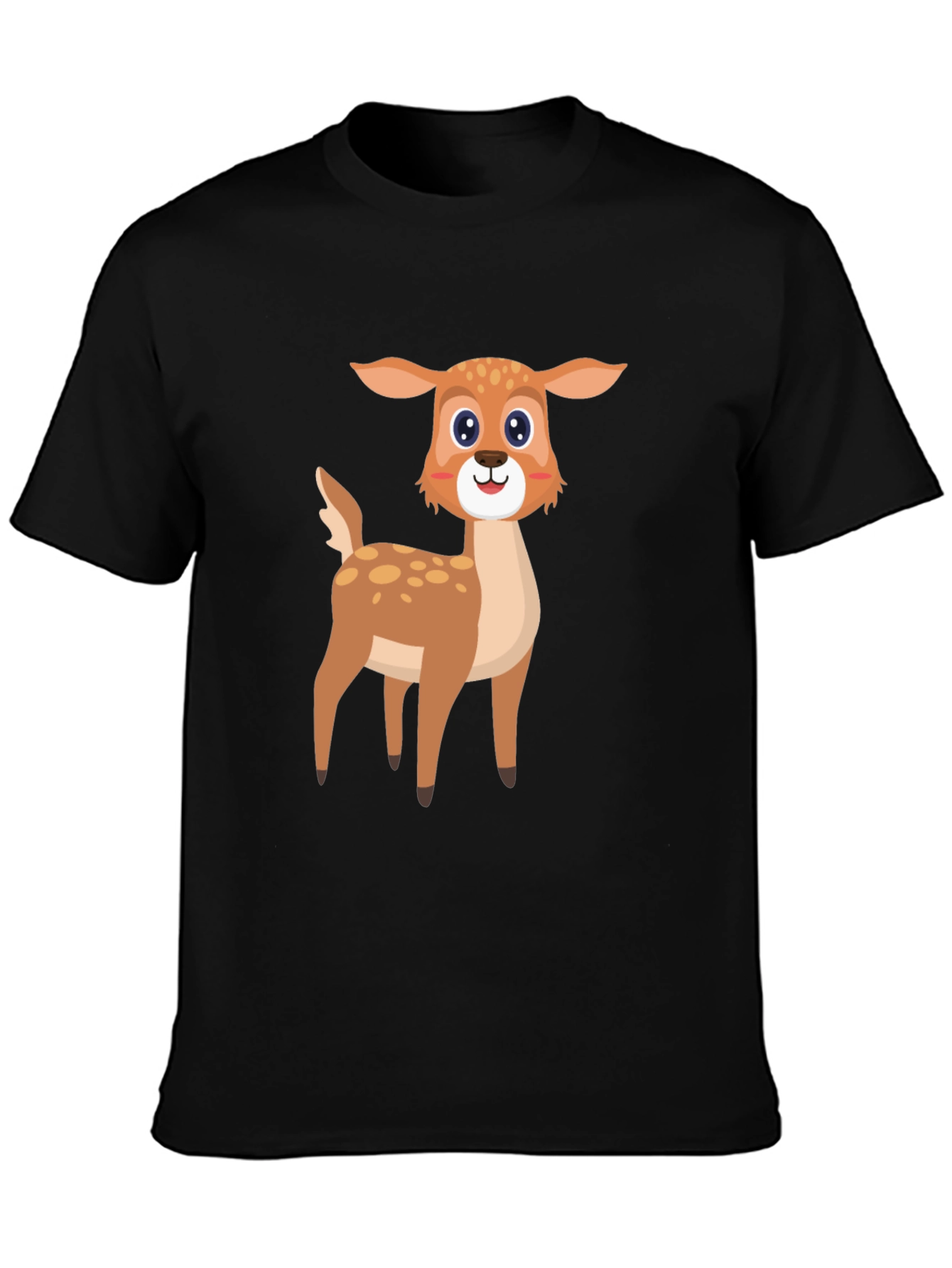 Cartoon Deer Graphic Tee - Black