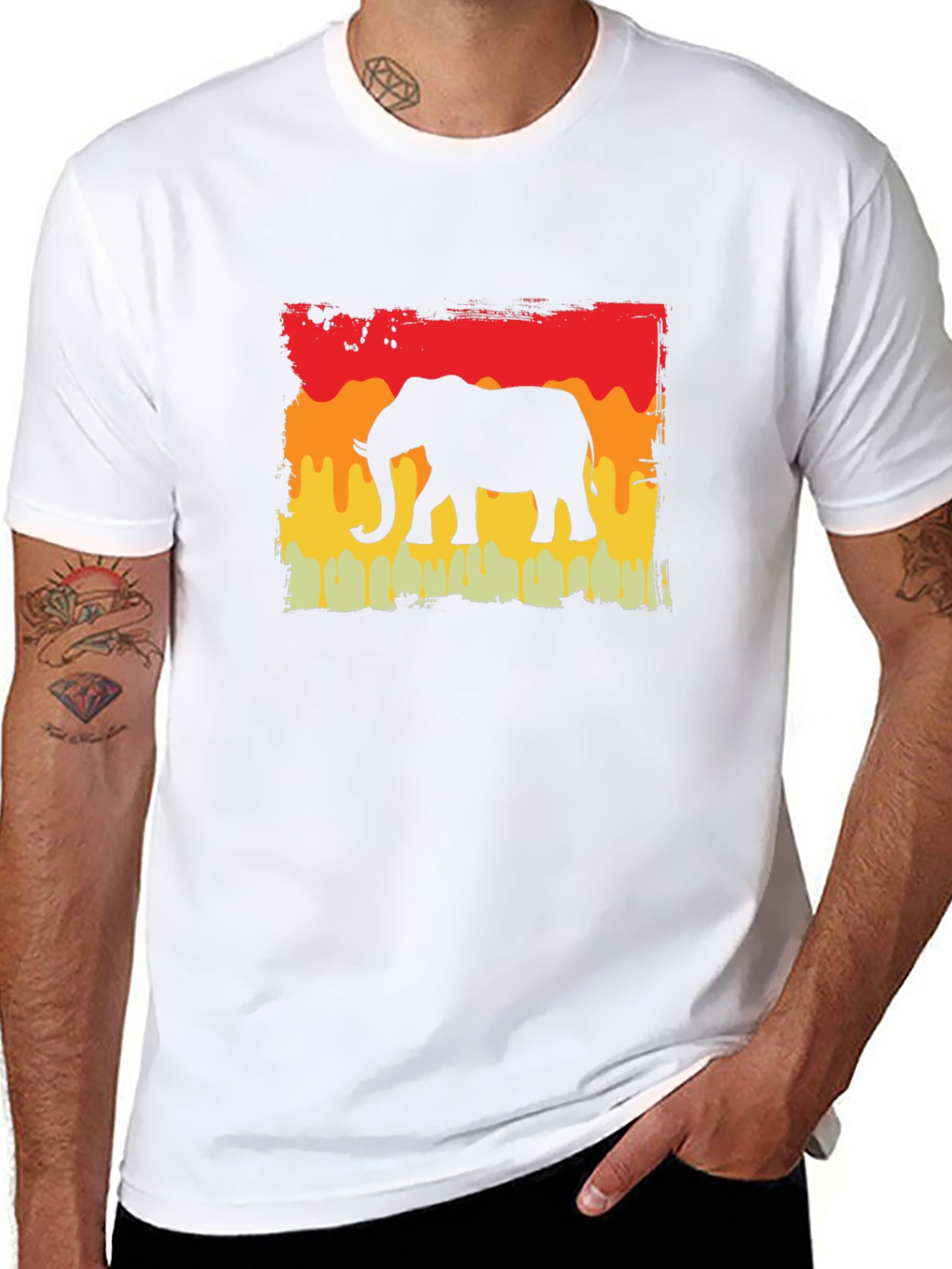 Elephant Silhouette Graphic Tee - Retro Style