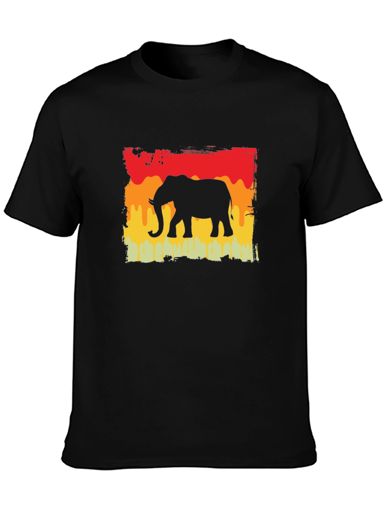 Elephant Silhouette Graphic Tee - Retro Style