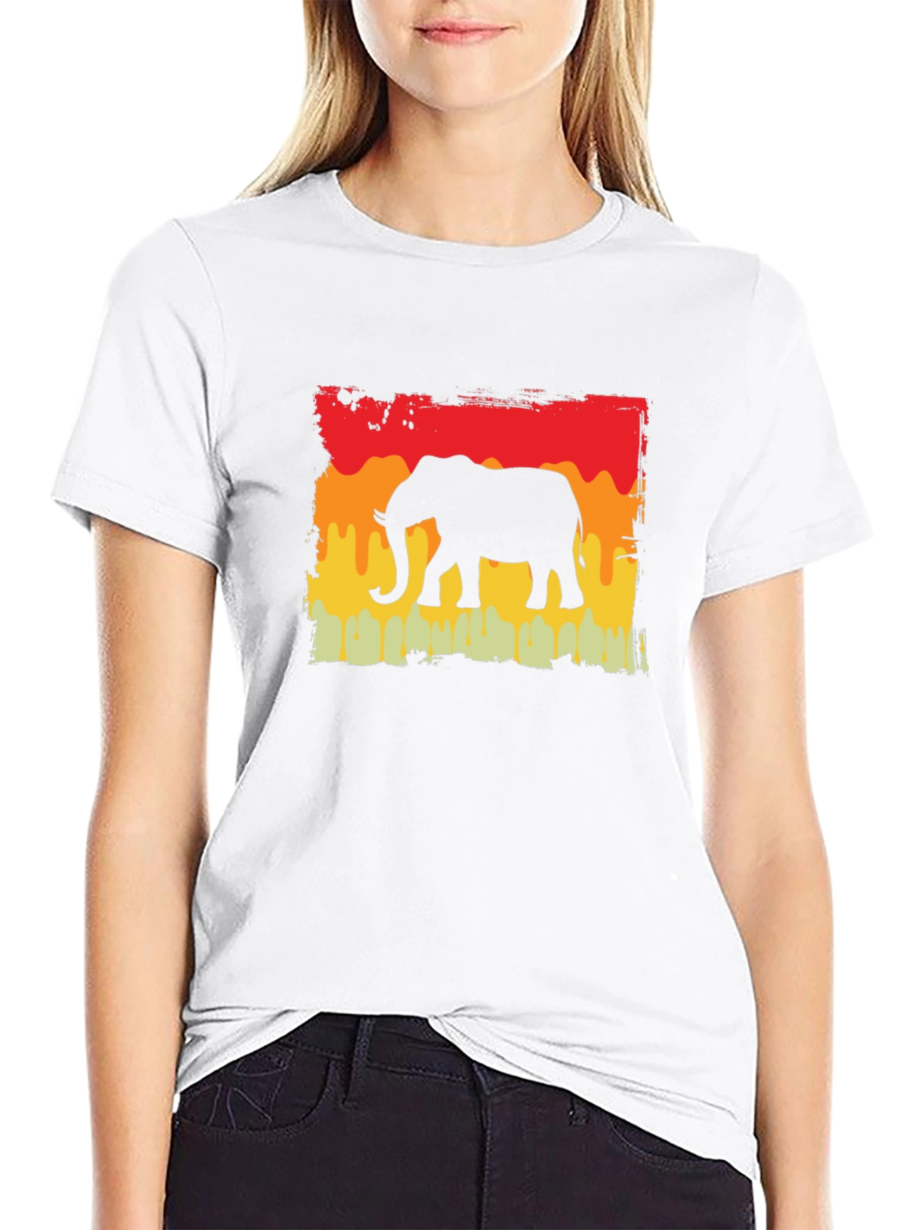 Elephant Silhouette Graphic Tee - Retro Style