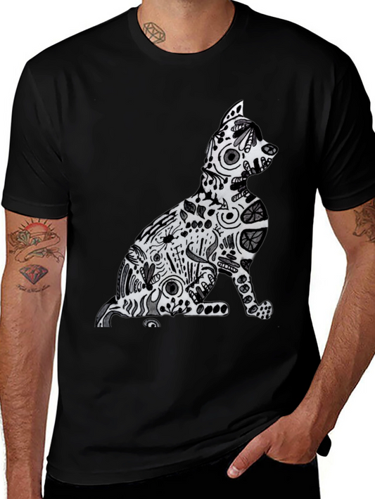 Abstract Cat Graphic Tee - Stylish Comfort