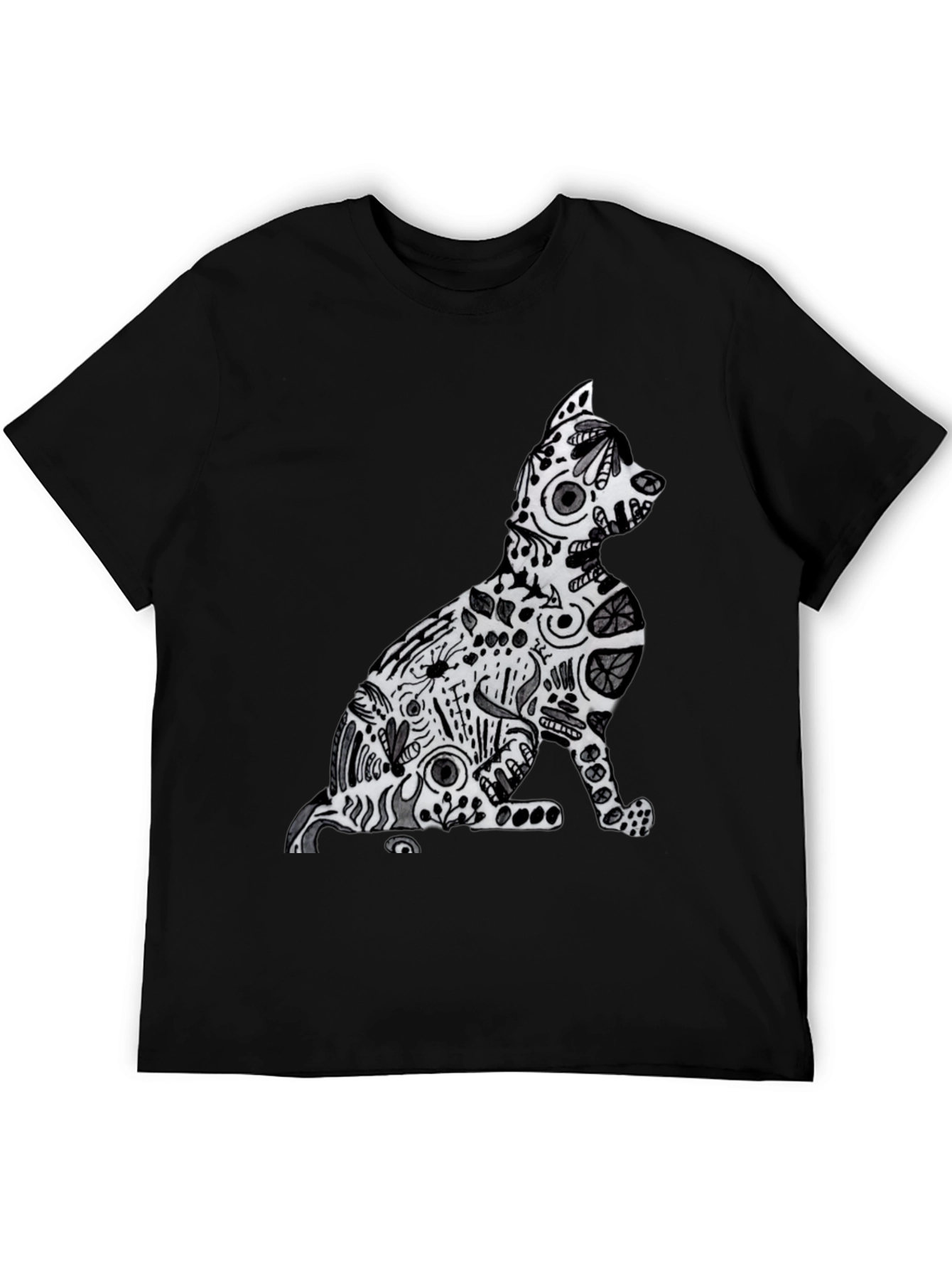 Abstract Cat Graphic Tee - Stylish Comfort
