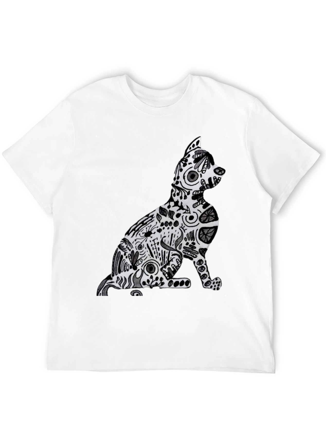 Abstract Cat Graphic Tee - Stylish Comfort
