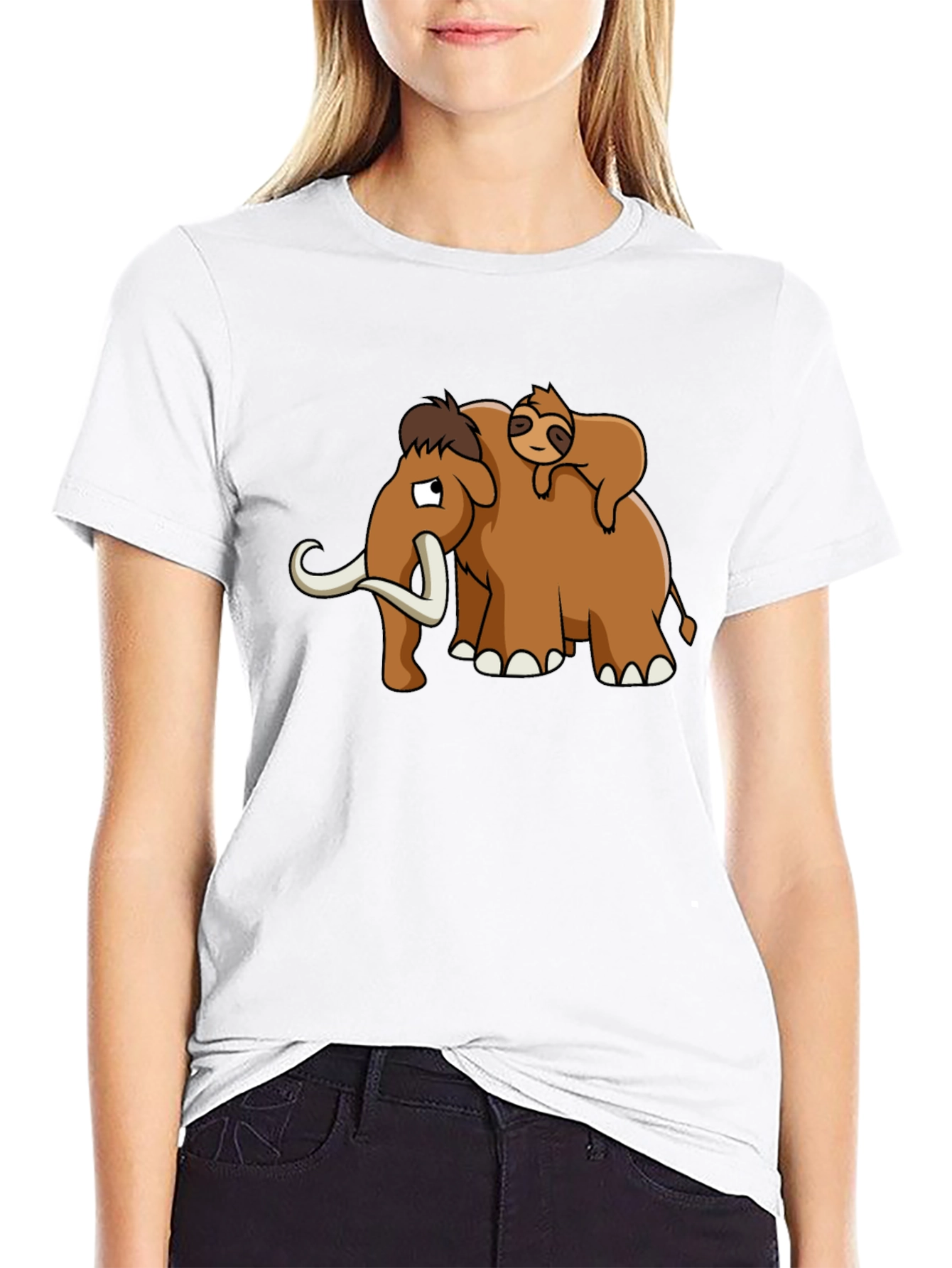 Mammoth & Sloth Graphic Tee - Black Cotton