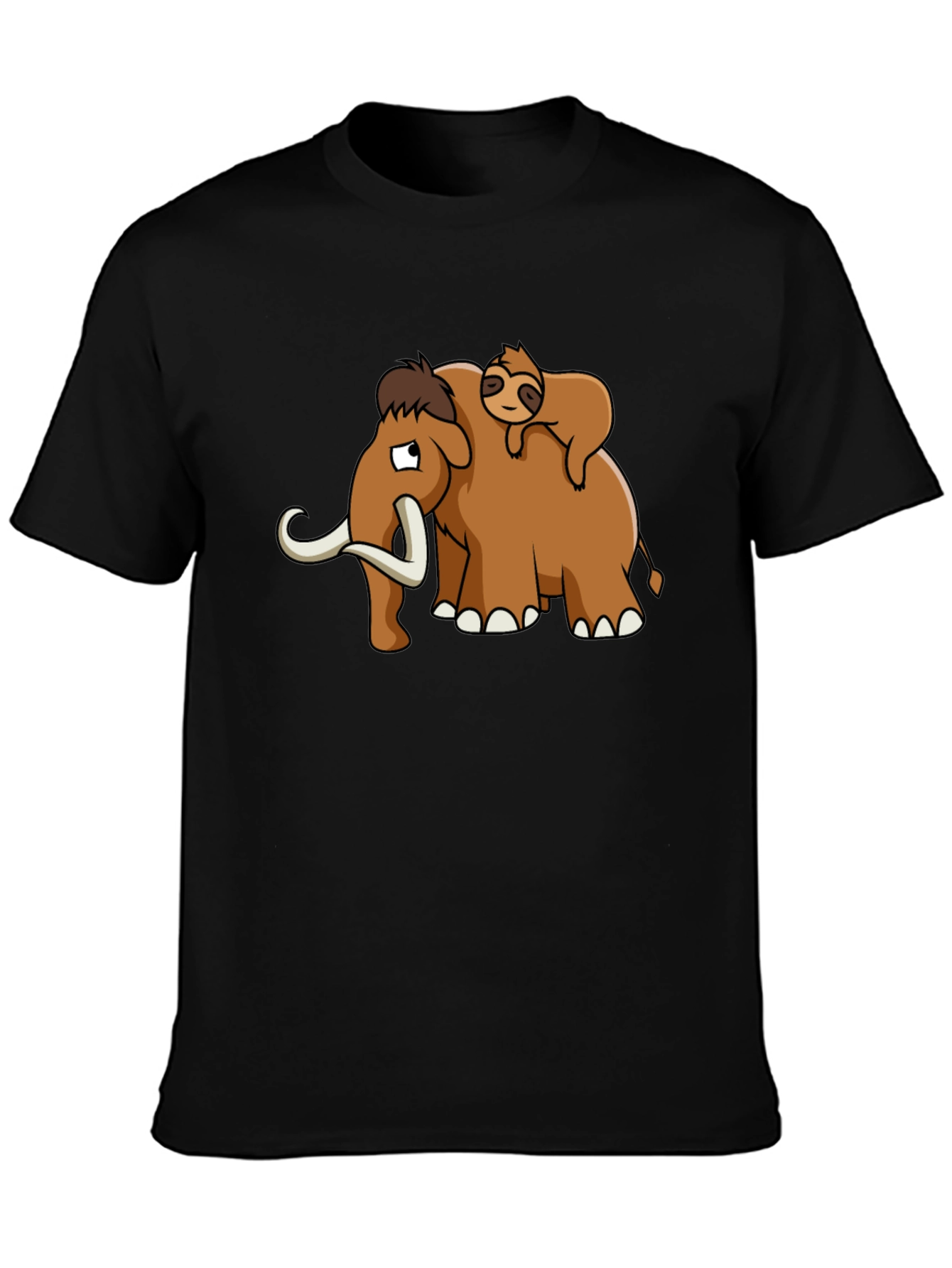 Mammoth & Sloth Graphic Tee - Black Cotton