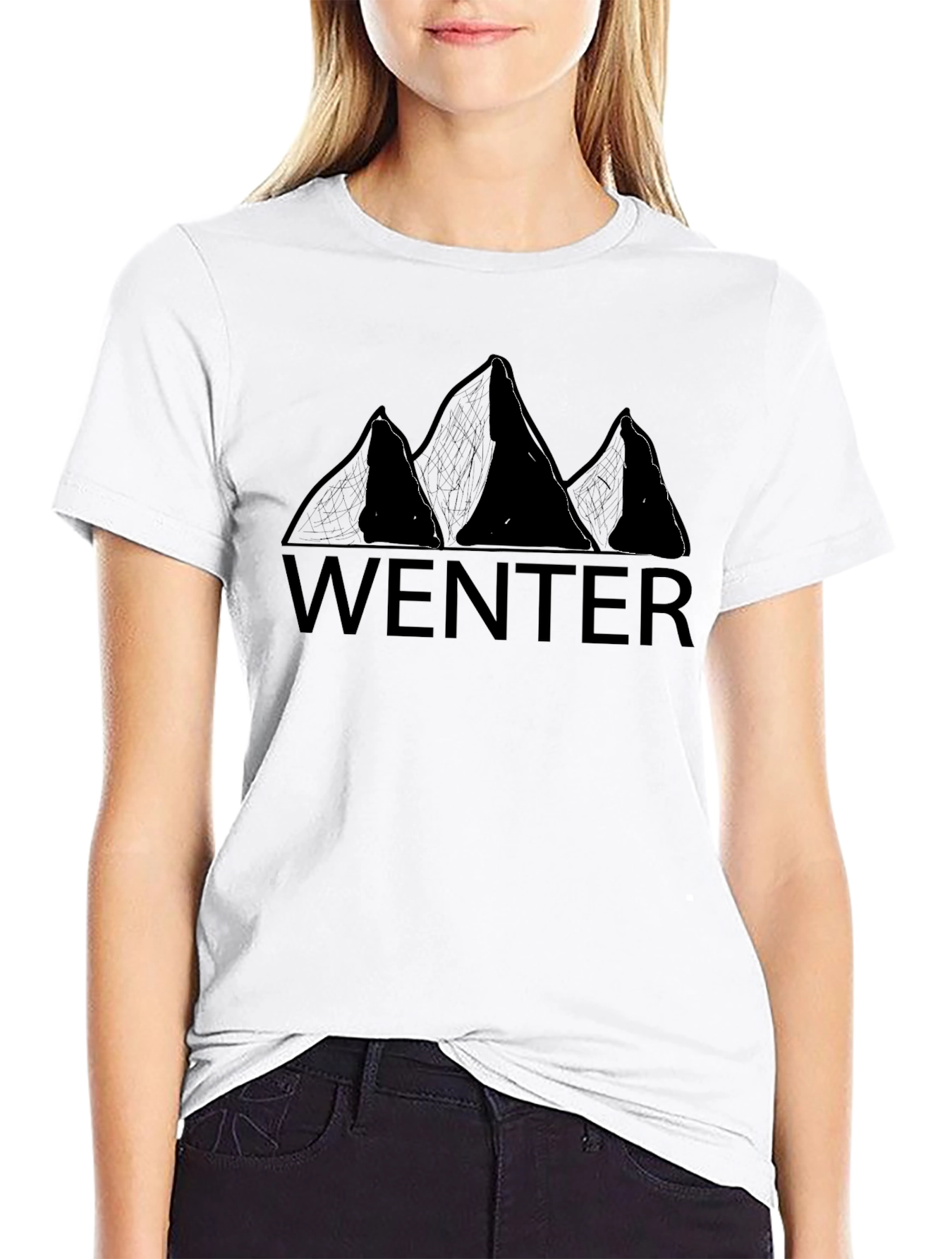 WENTER Mountain Graphic Print T-Shirt - Black