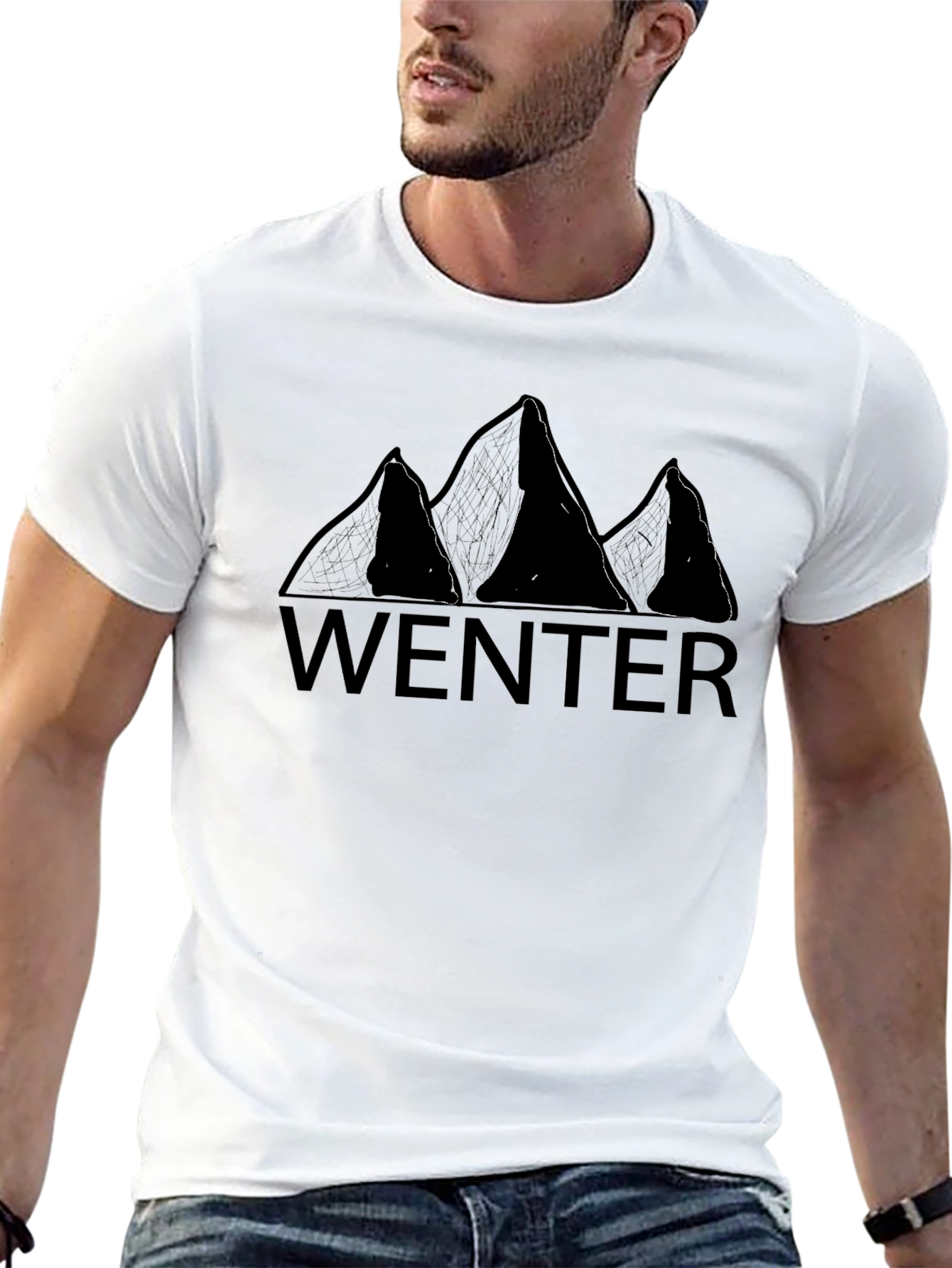WENTER Mountain Graphic Print T-Shirt - Black