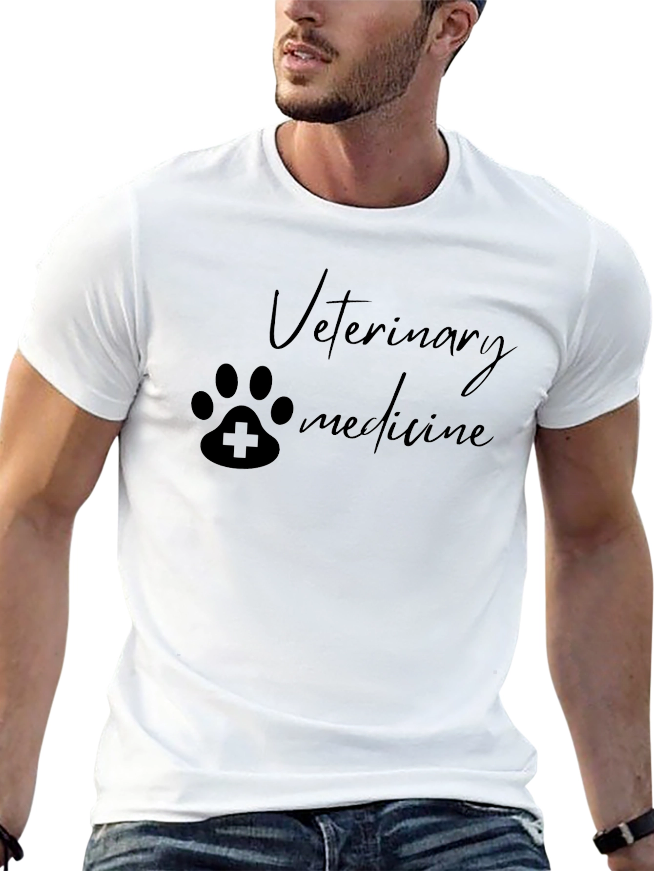 Veterinary Medicine Paw Print T-Shirt - Black