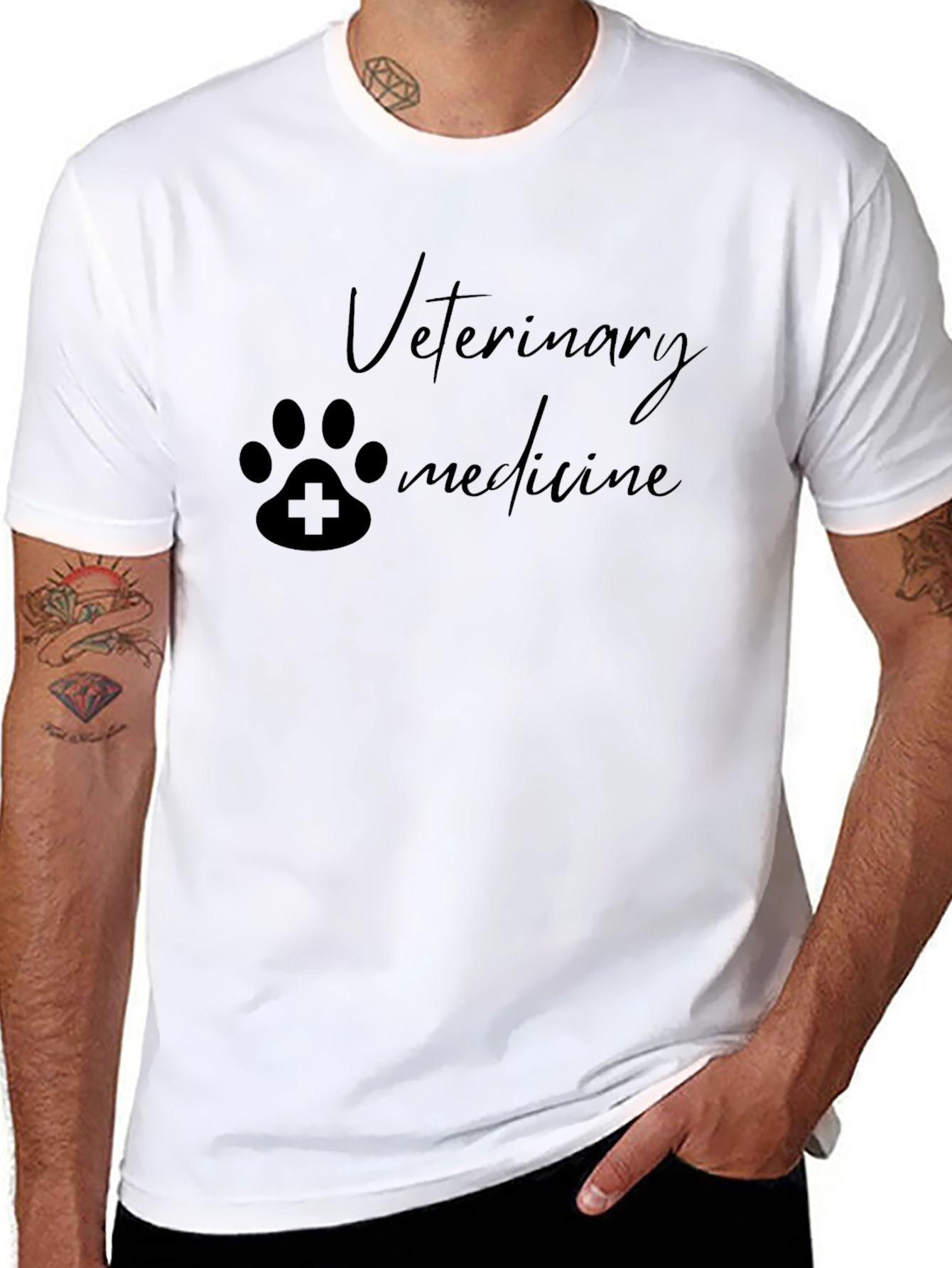 Veterinary Medicine Paw Print T-Shirt - Black