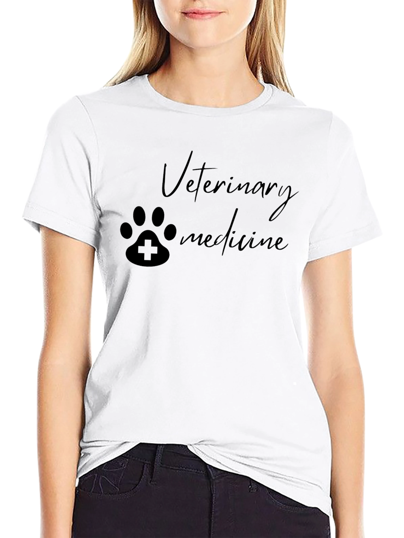 Veterinary Medicine Paw Print T-Shirt - Black
