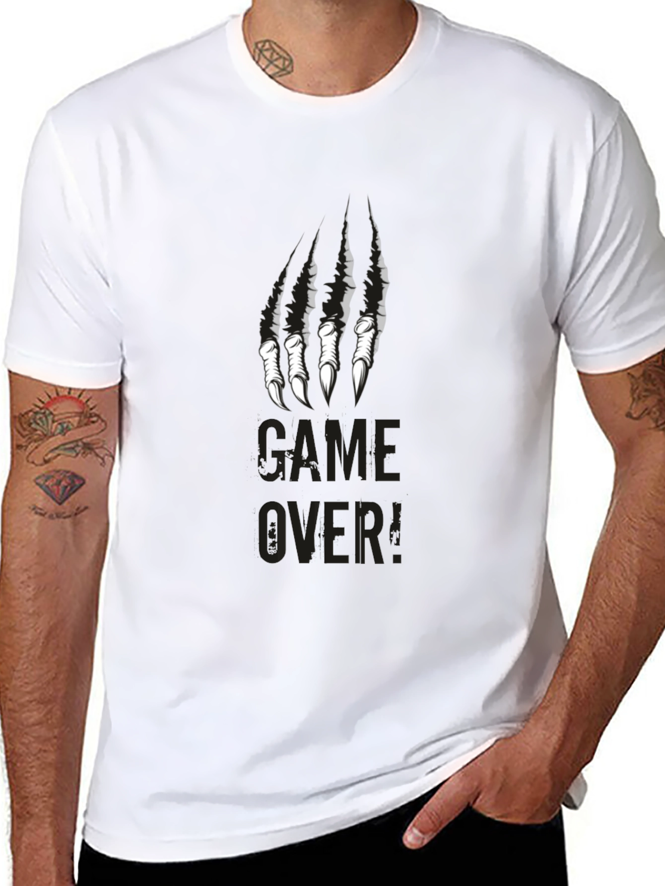 Game Over Graphic Print Crew Neck Tee