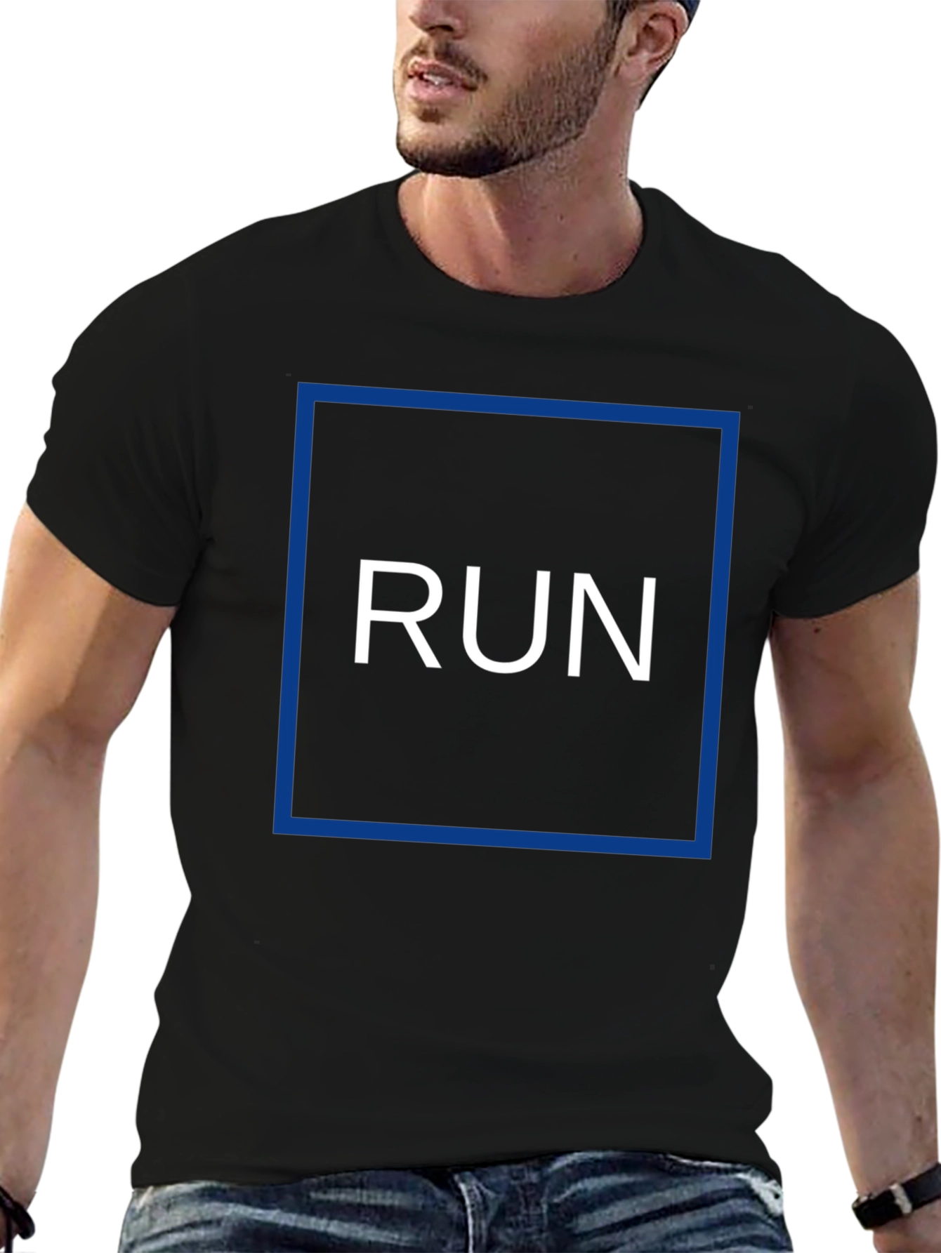 Run Graphic Tee - Black Cotton Blend T-Shirt