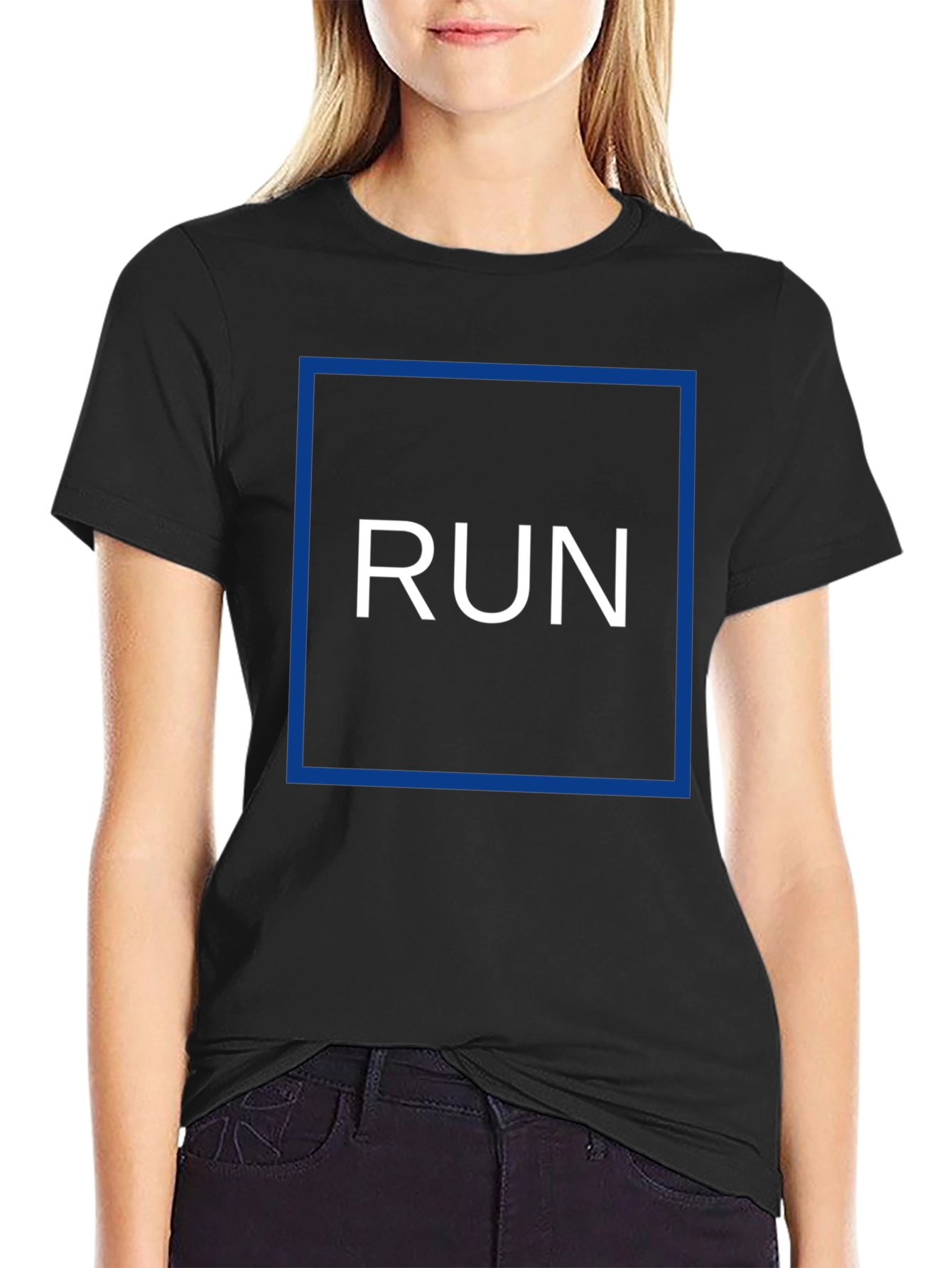 Run Graphic Tee - Black Cotton Blend T-Shirt