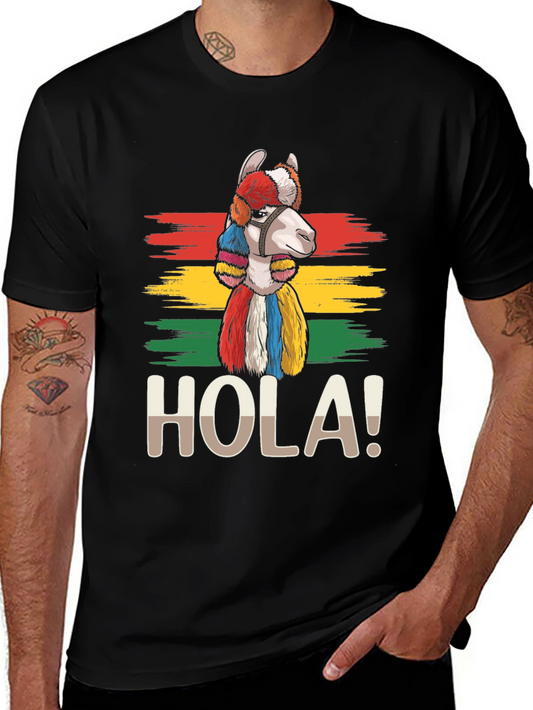 Hola Llama T-Shirt - Colorful Alpaca Design