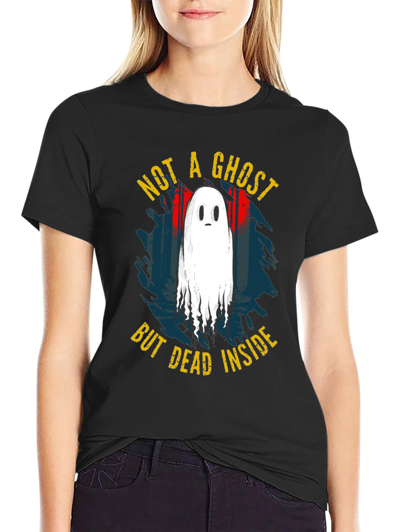 Not A Ghost But Dead Inside Black T-Shirt