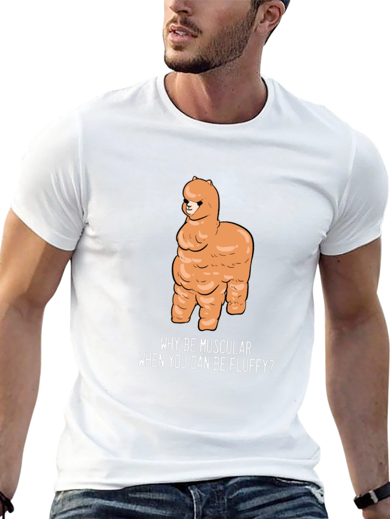 Fluffy Alpaca T-Shirt - Why Be Muscular?