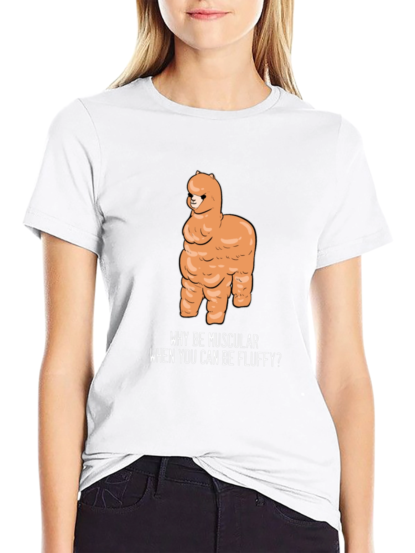 Fluffy Alpaca T-Shirt - Why Be Muscular?