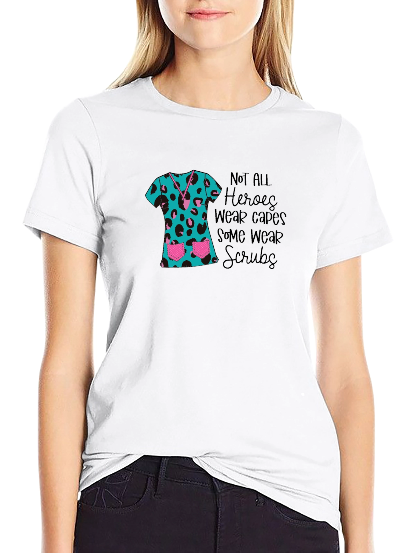 Hero Scrubs Tee - Leopard Print Medical Apparel