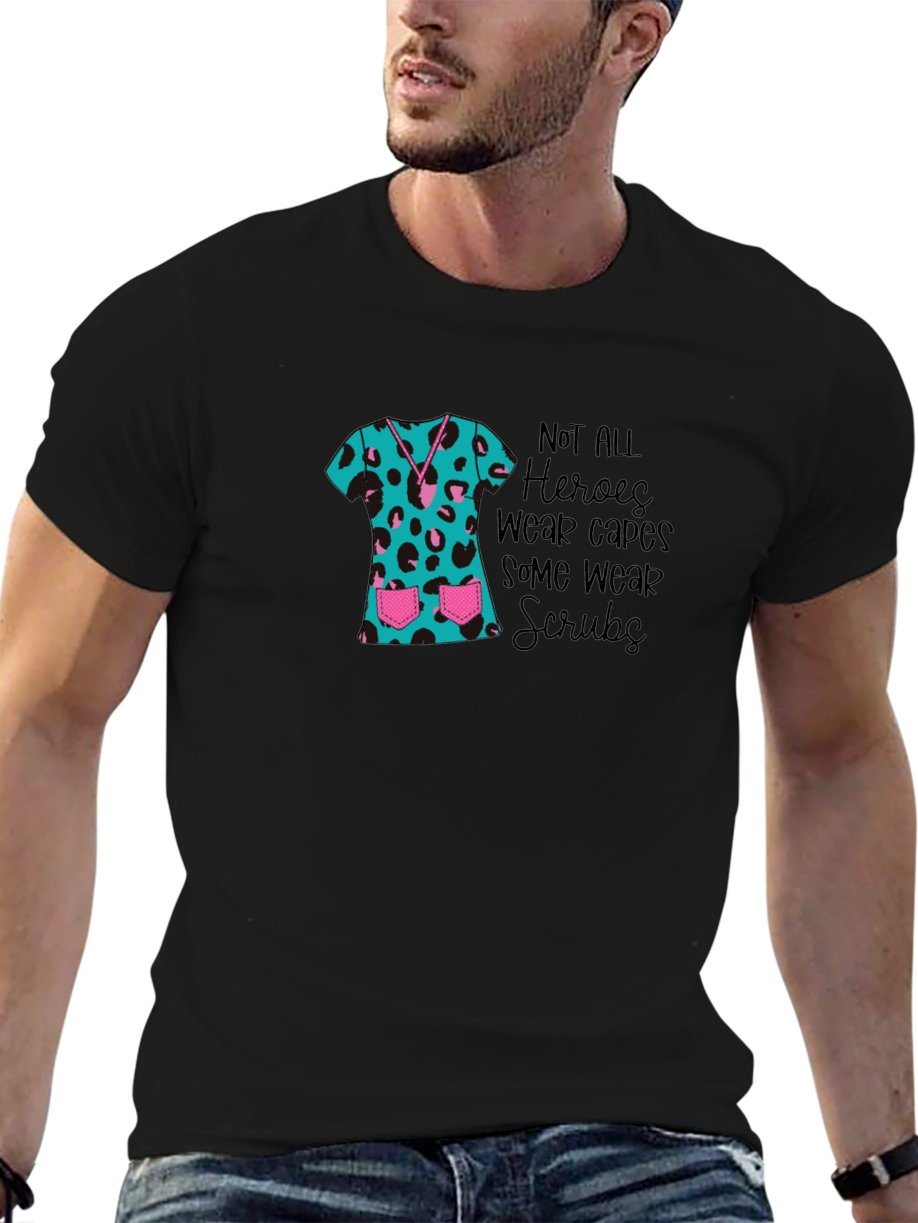 Hero Scrubs Tee - Leopard Print Medical Apparel