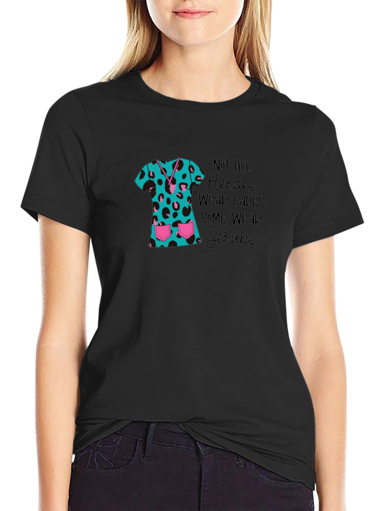 Hero Scrubs Tee - Leopard Print Medical Apparel