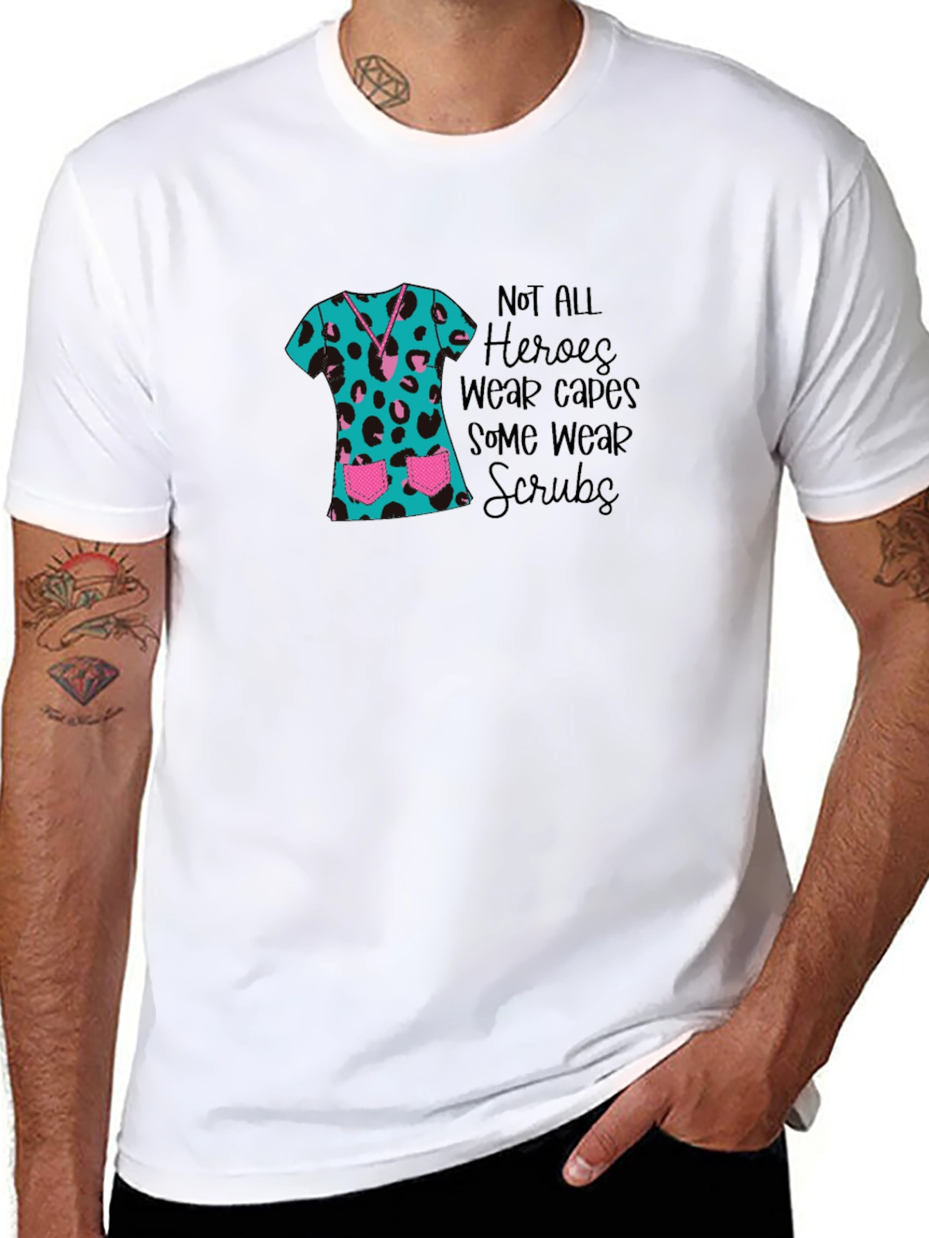 Hero Scrubs Tee - Leopard Print Medical Apparel