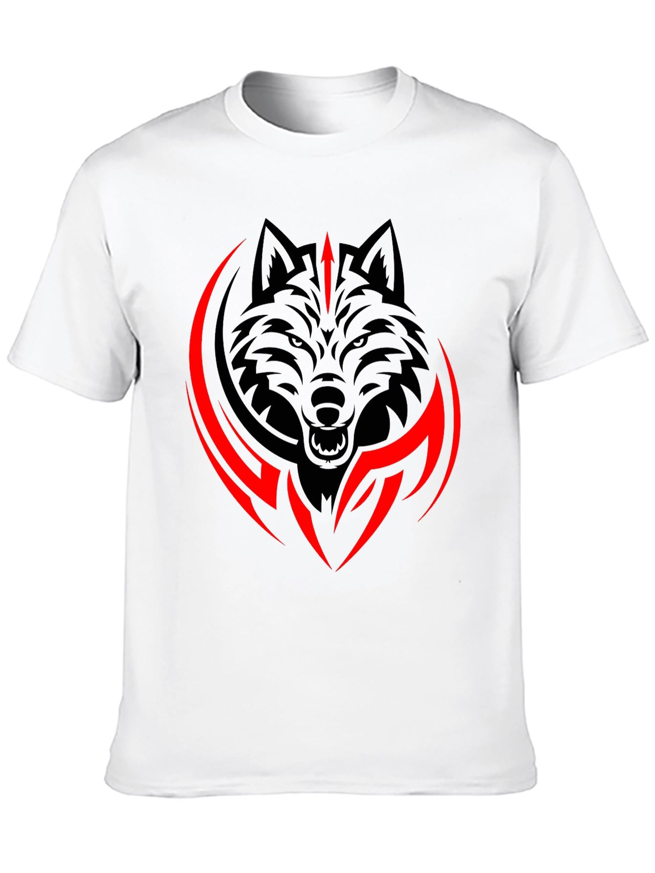 Black Wolf Graphic Tee - Tribal Style