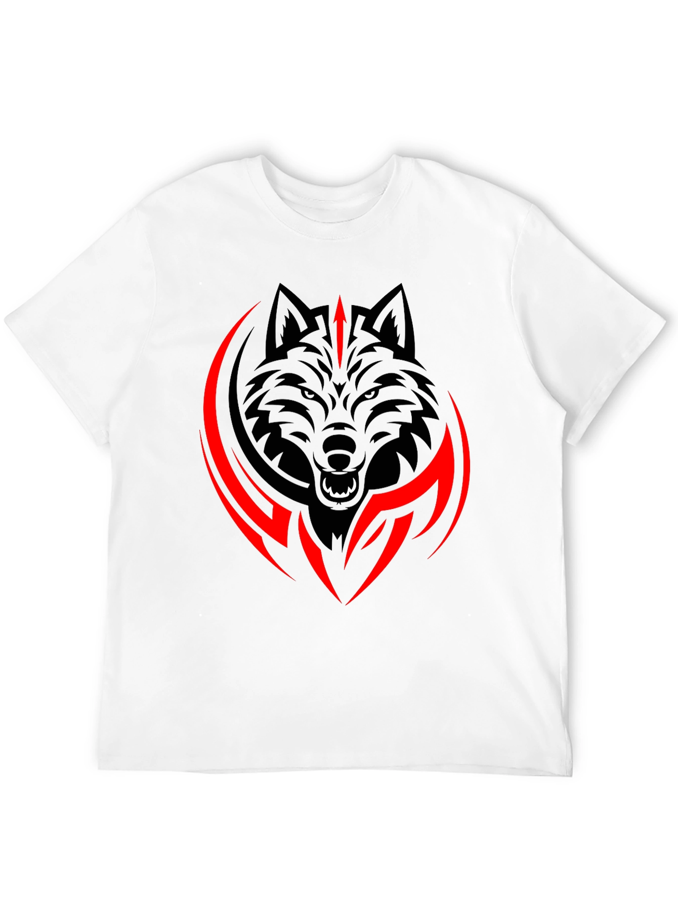 Black Wolf Graphic Tee - Tribal Style