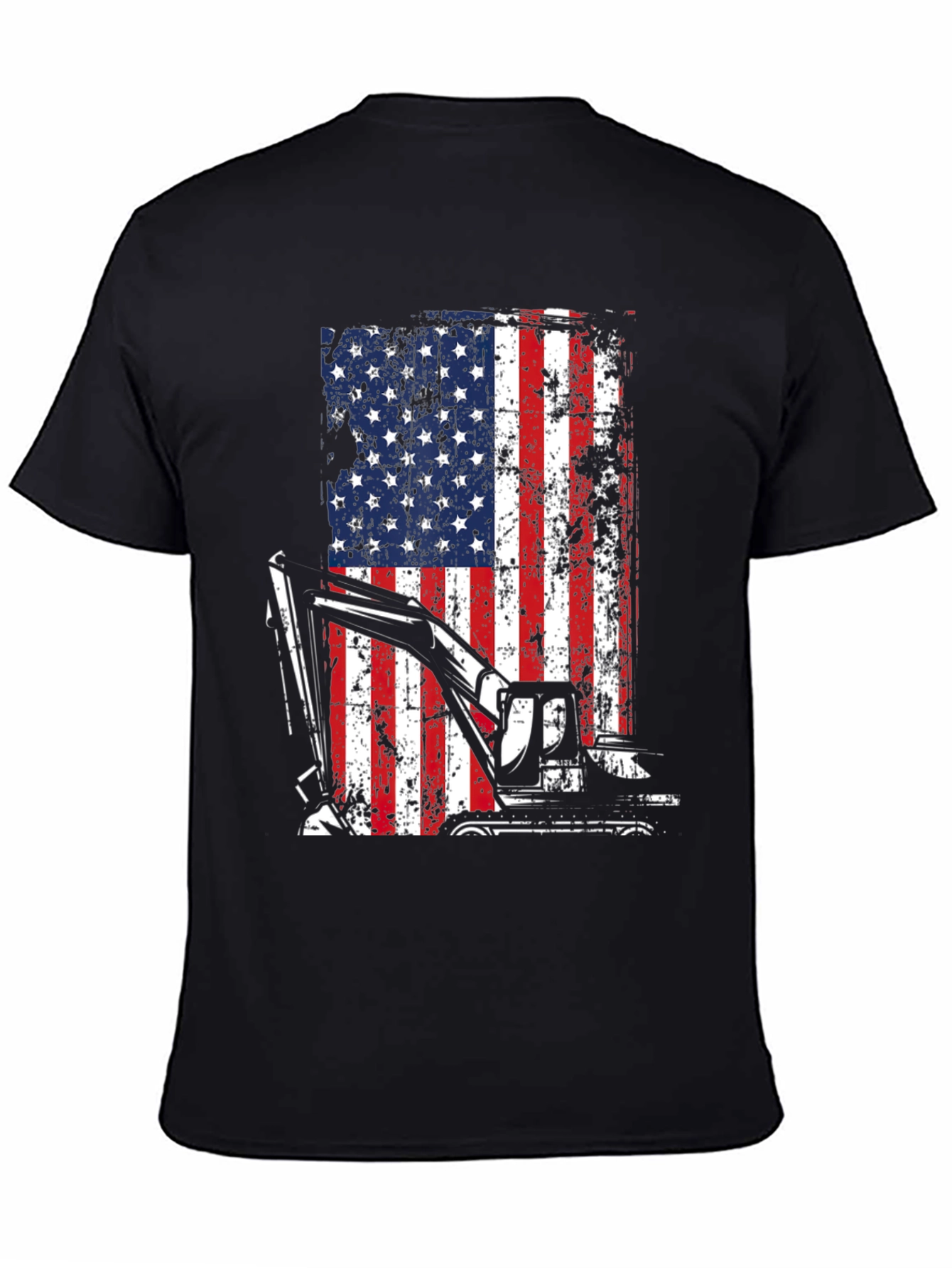 Patriotic Excavator T-Shirt - USA Flag Graphic Tee