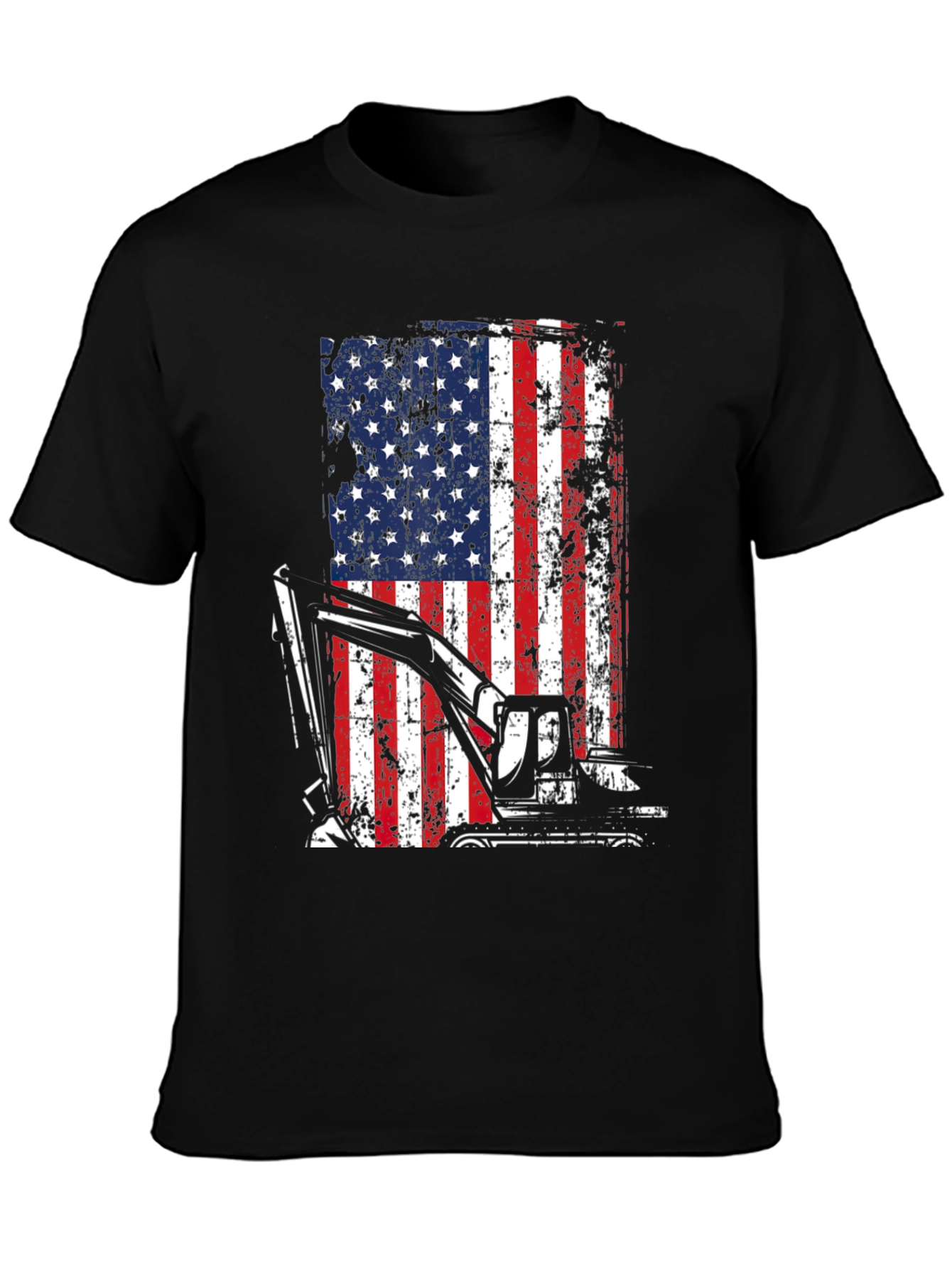 Patriotic Excavator T-Shirt - USA Flag Graphic Tee