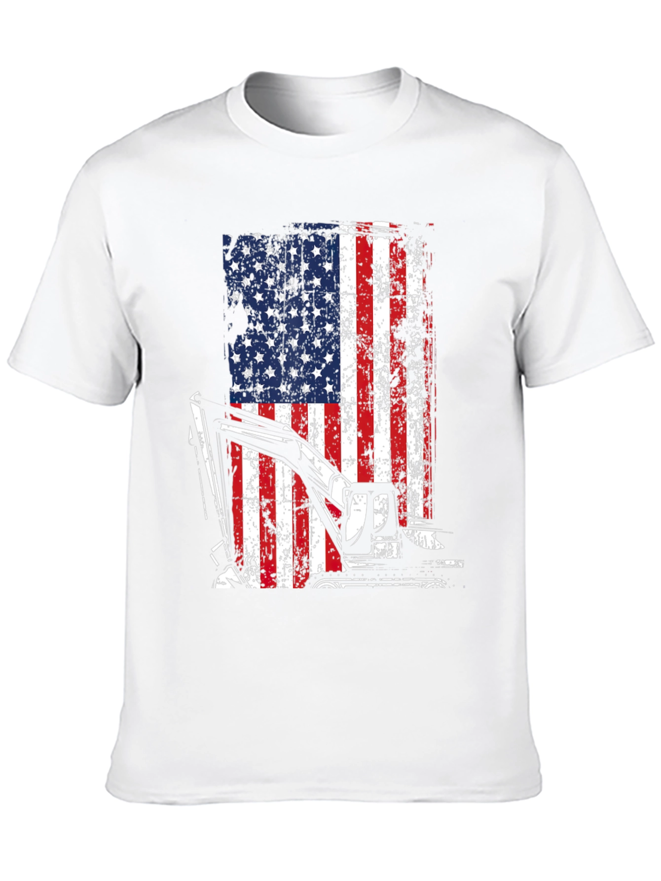 Patriotic Excavator T-Shirt - USA Flag Graphic Tee