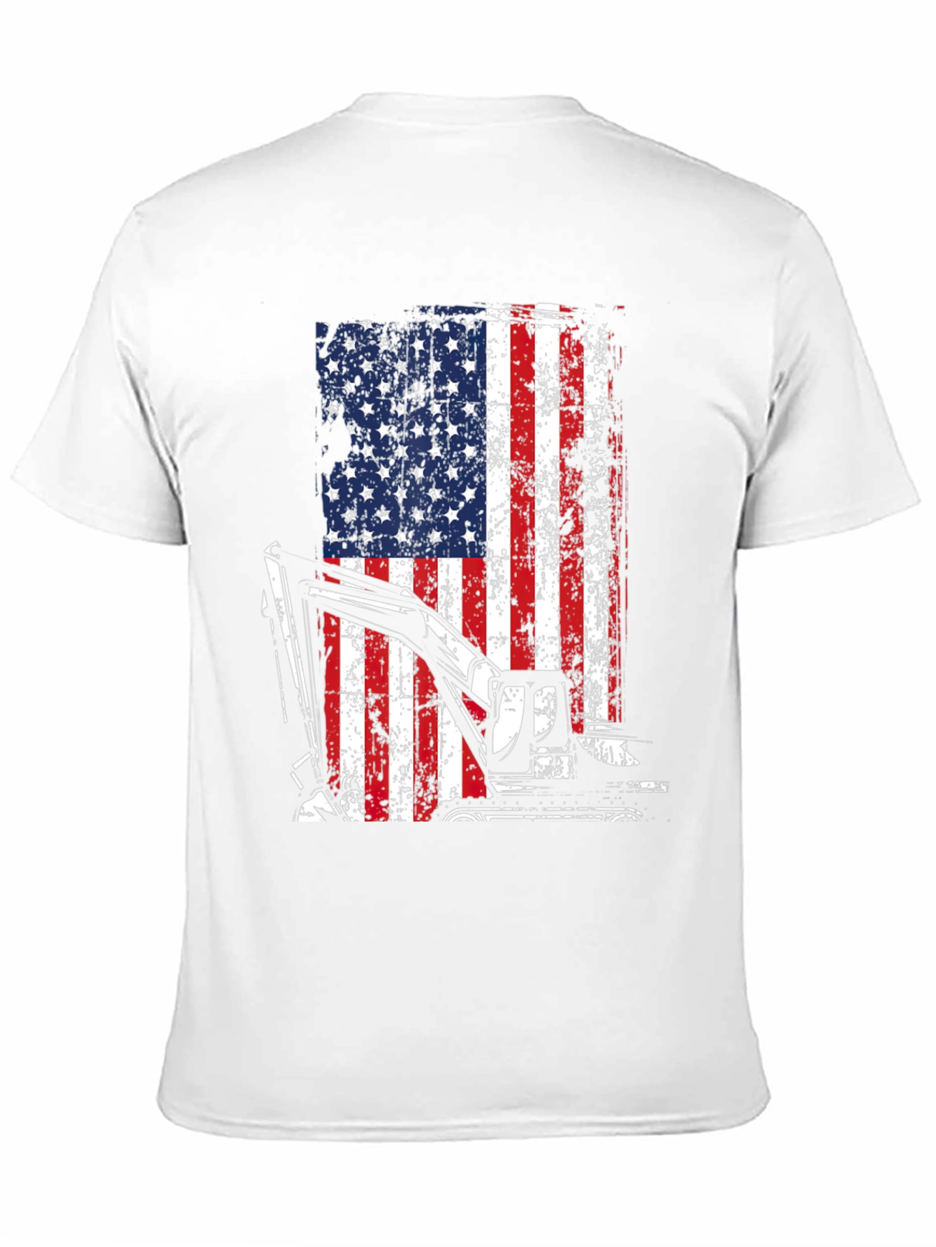 Patriotic Excavator T-Shirt - USA Flag Graphic Tee