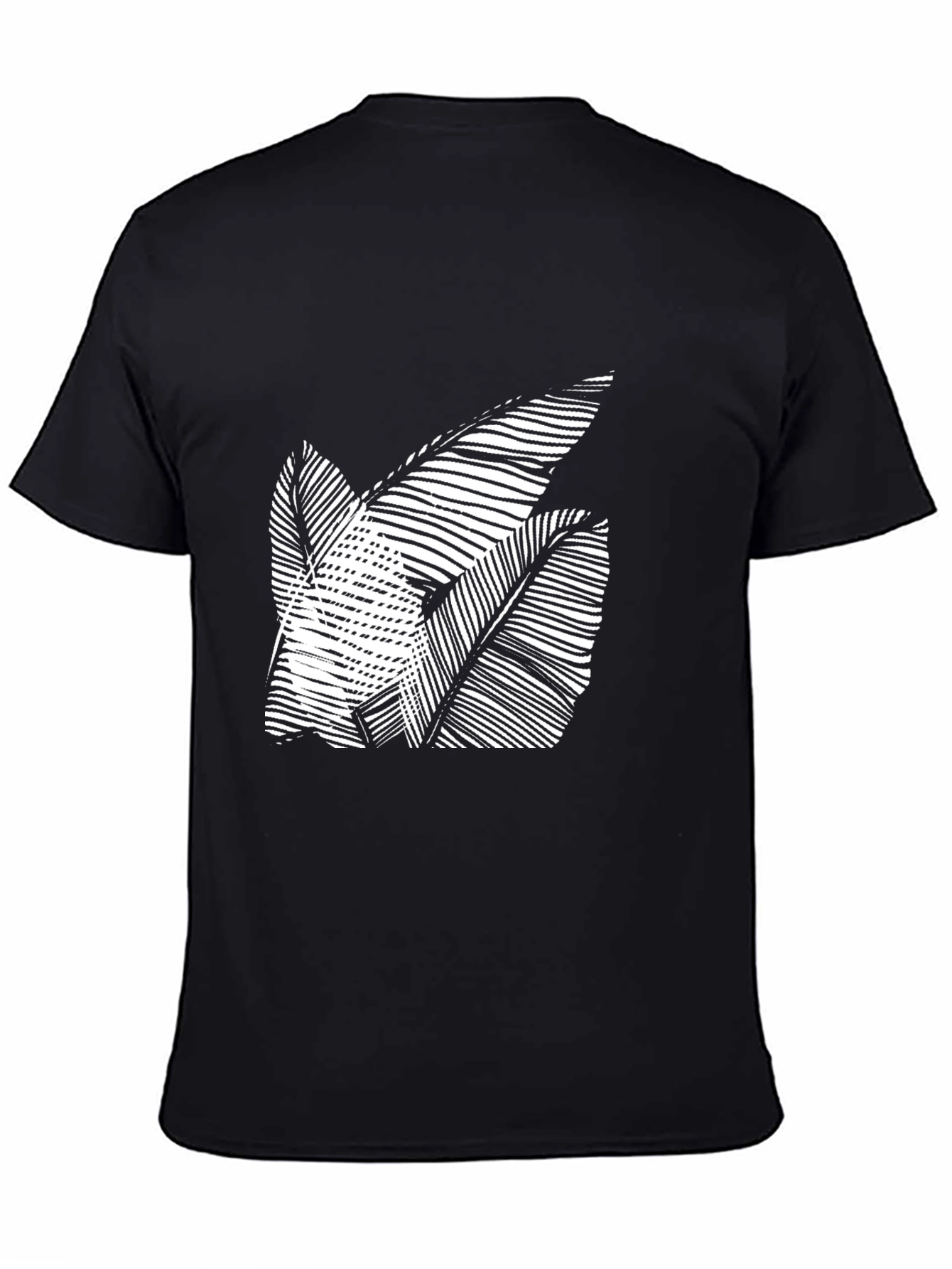 Abstract Leaf Design Black T-Shirt