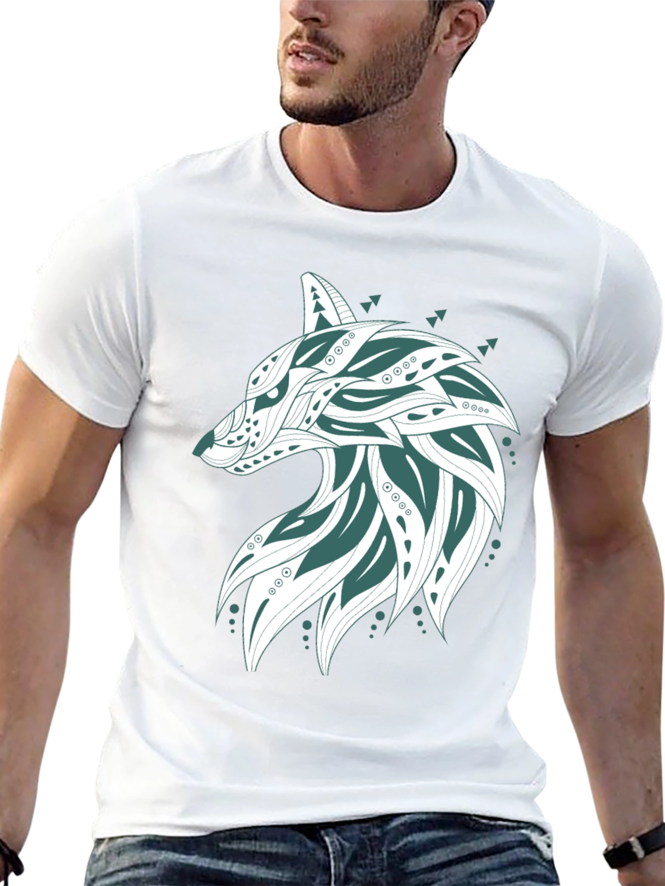 Wolf Graphic Print Tee - Mens Black T-Shirt