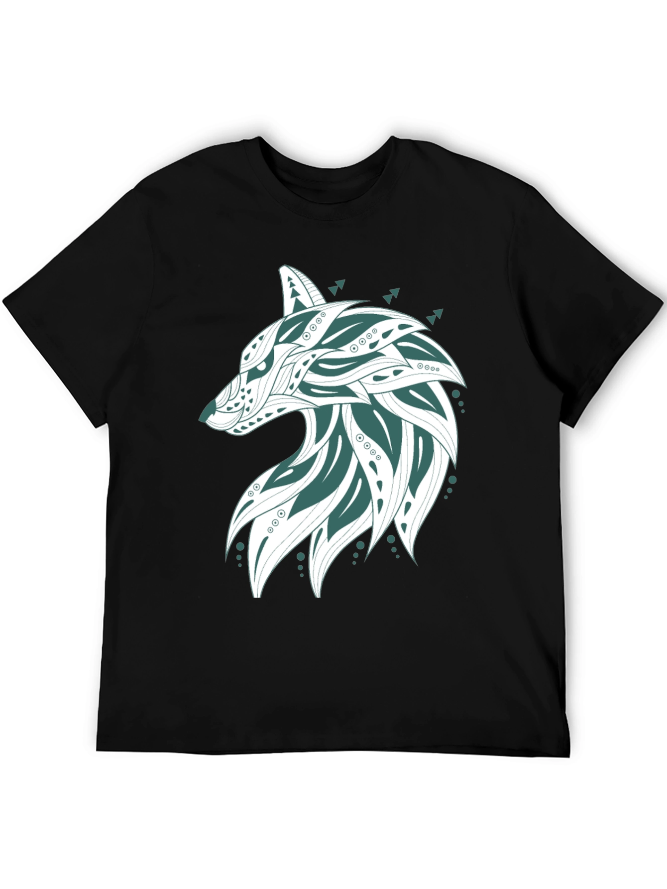 Wolf Graphic Print Tee - Mens Black T-Shirt