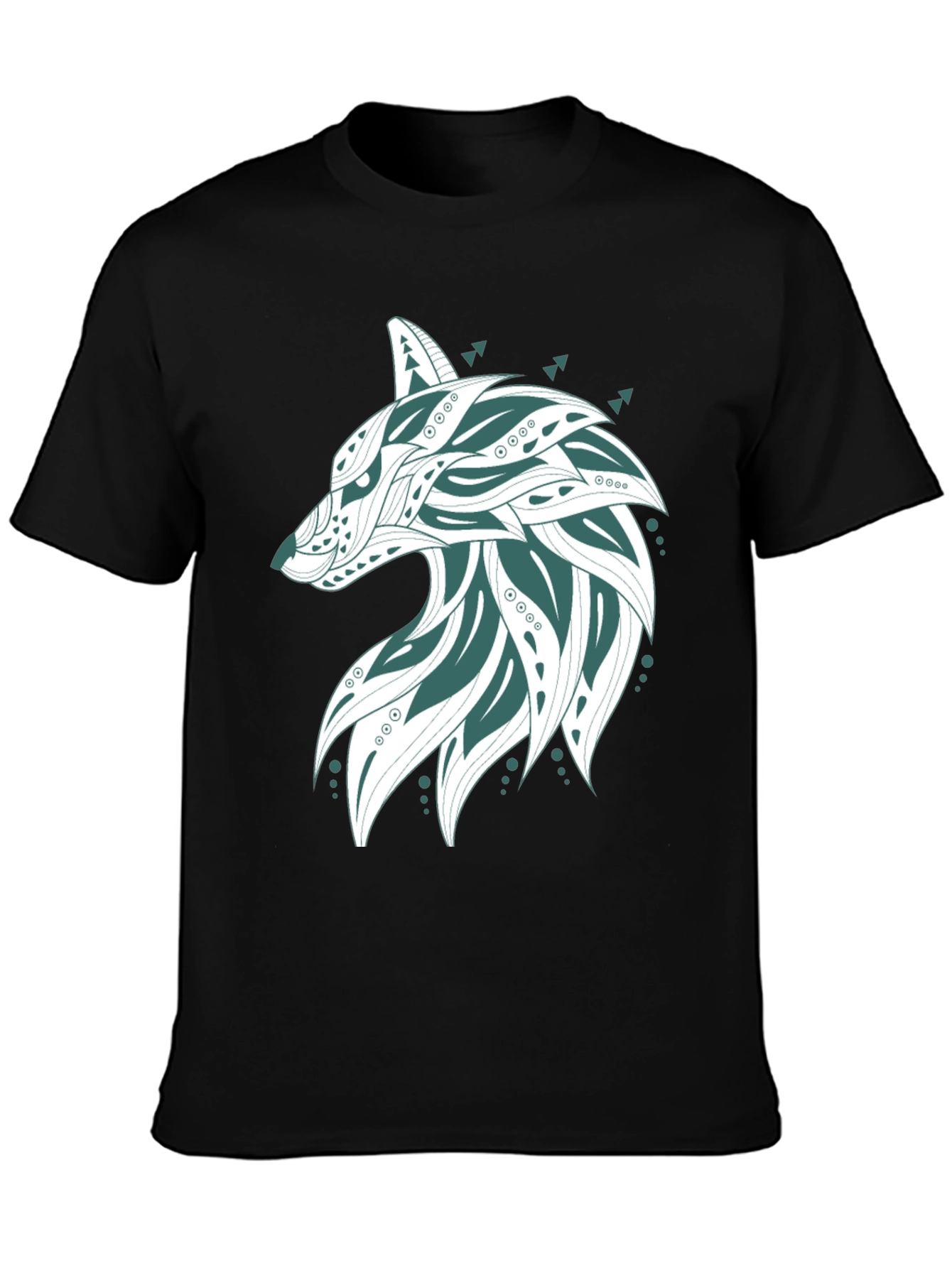 Wolf Graphic Print Tee - Mens Black T-Shirt