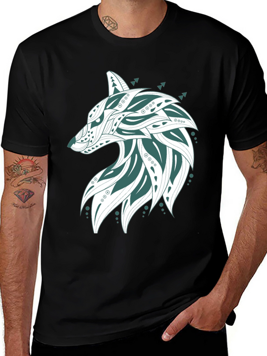 Wolf Graphic Print Tee - Mens Black T-Shirt