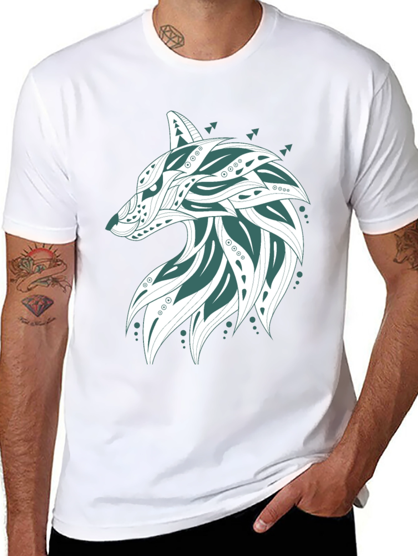 Wolf Graphic Print Tee - Mens Black T-Shirt