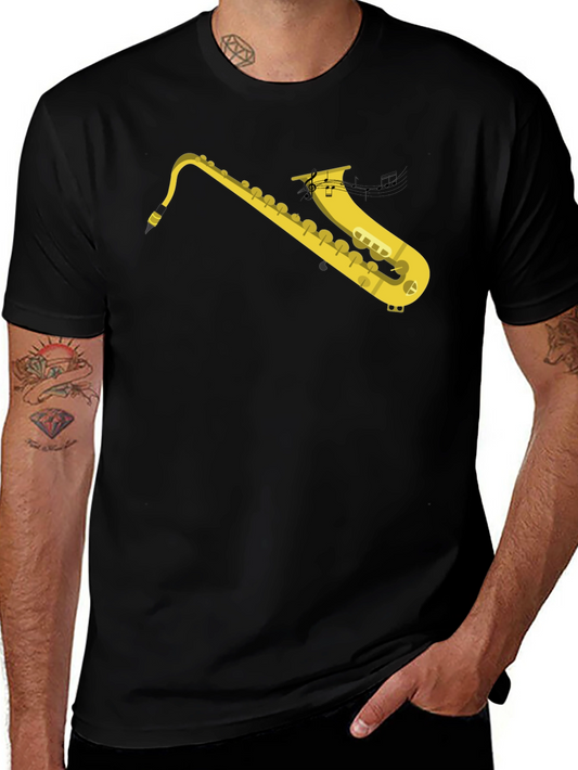 Saxophone Graphic Tee - Mens Black T-Shirt