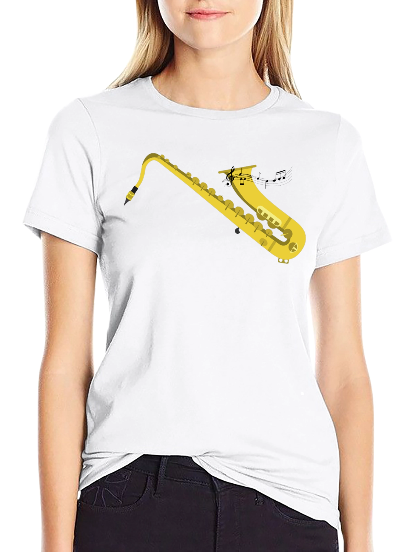 Saxophone Graphic Tee - Mens Black T-Shirt