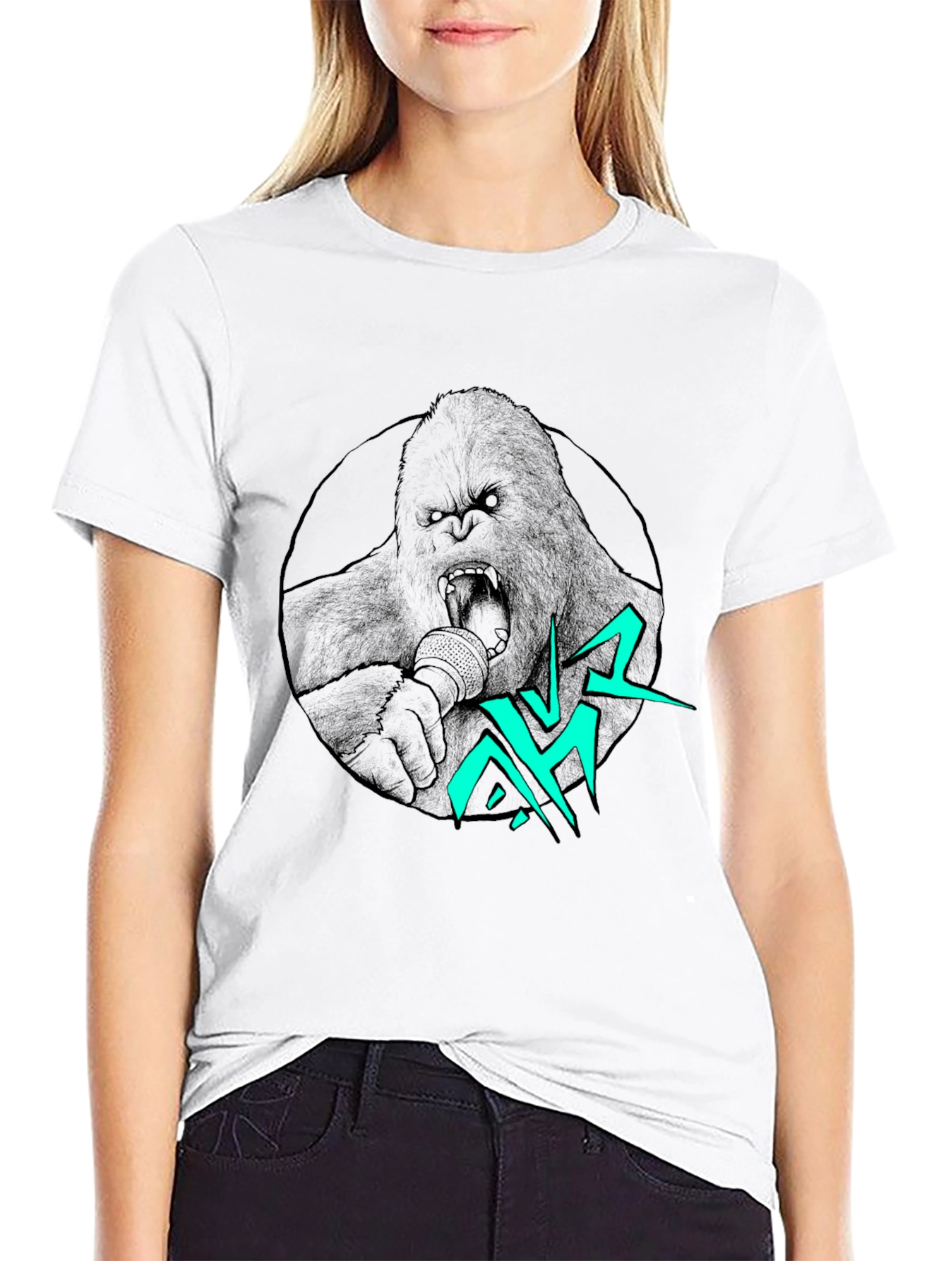 Gorilla Singer Graphic Print Black T-Shirt