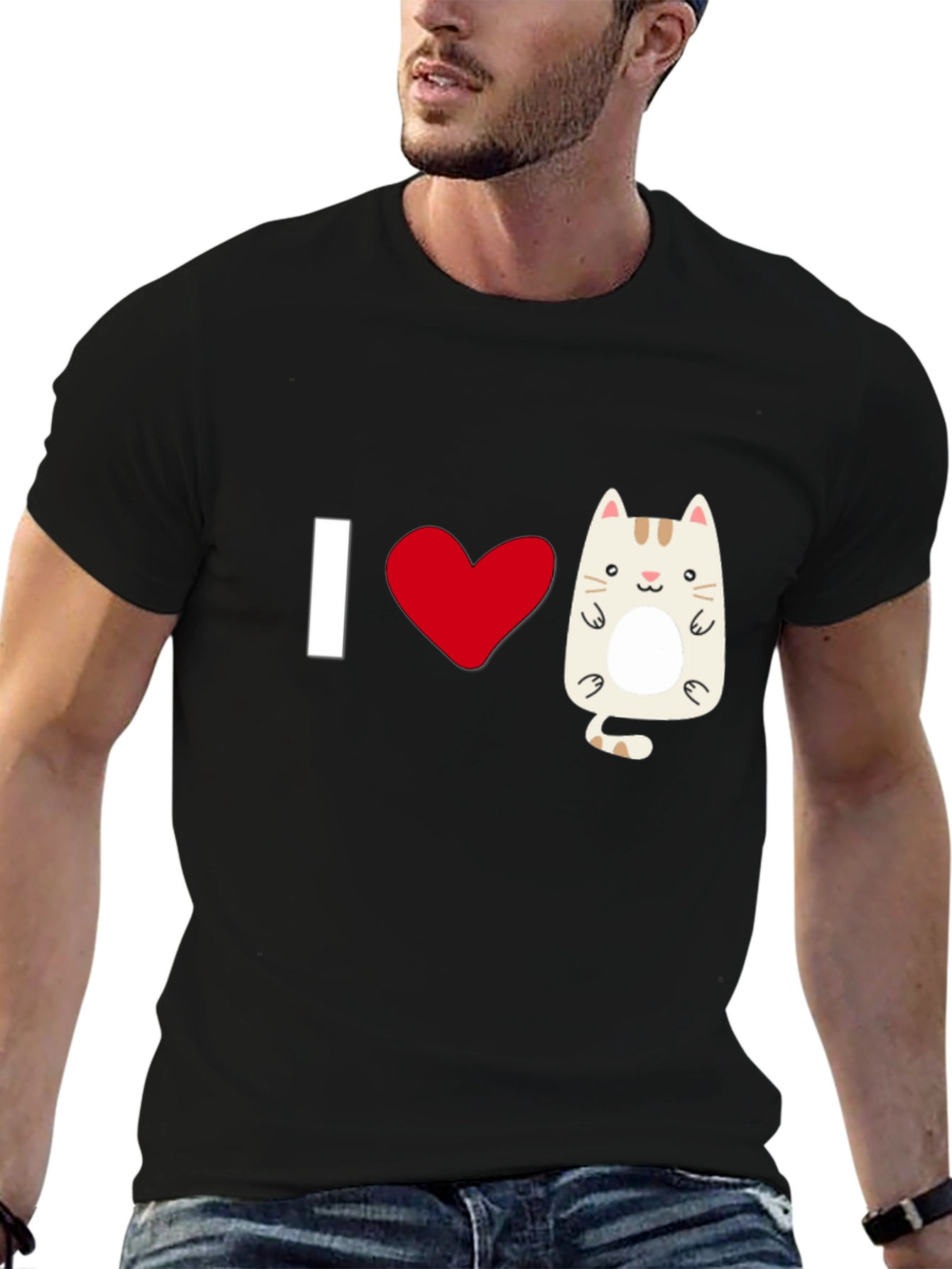 I Heart Cats Graphic T-Shirt - Black Cotton Tee