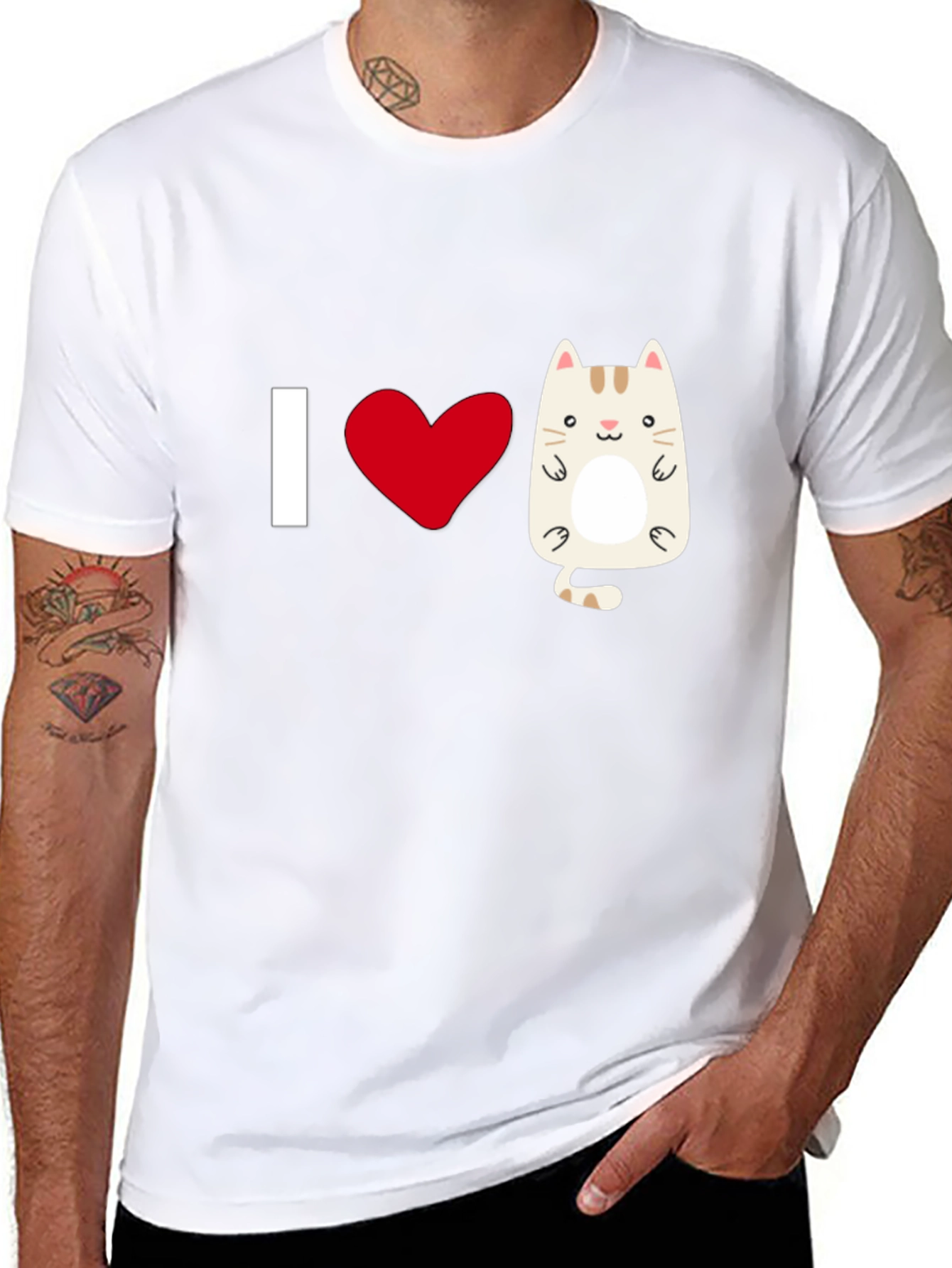 I Heart Cats Graphic T-Shirt - Black Cotton Tee