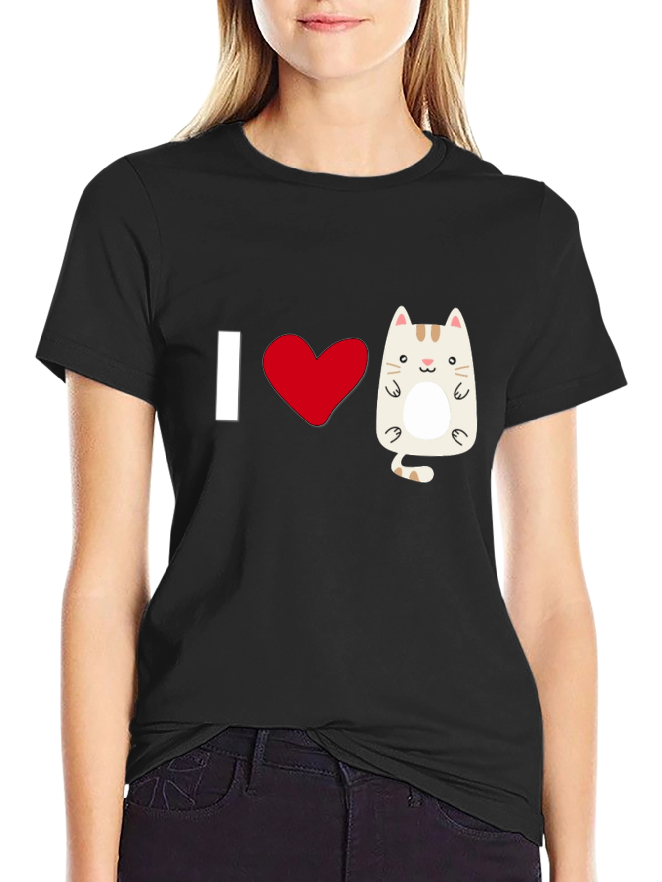 I Heart Cats Graphic T-Shirt - Black Cotton Tee
