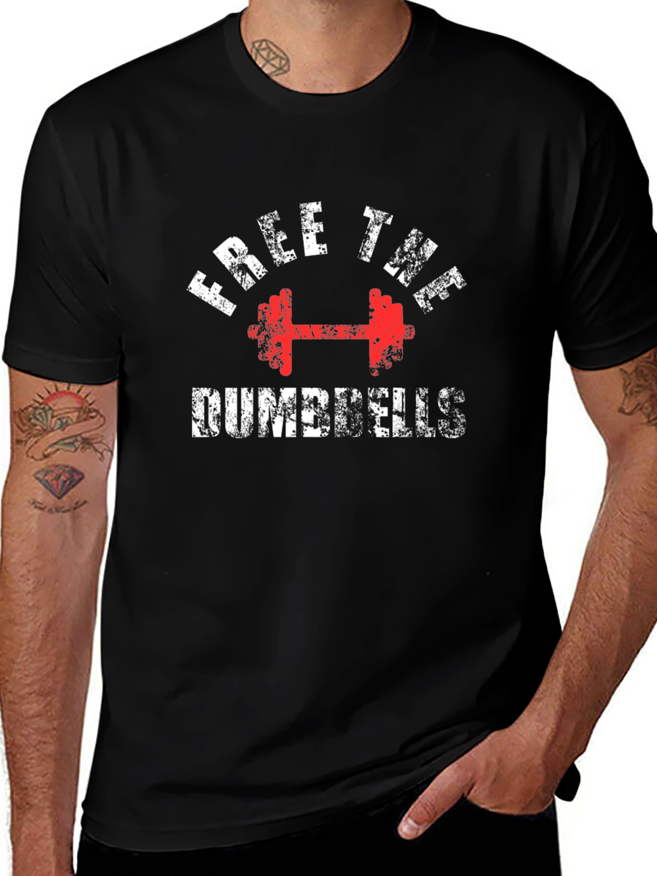 Free The Dumbbells Graphic Tee - Black