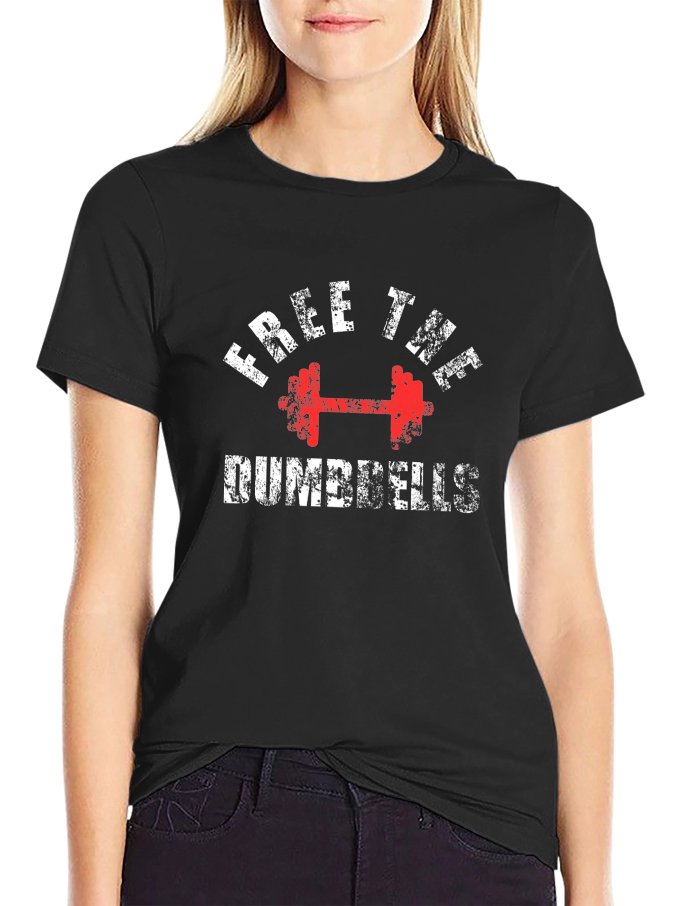 Free The Dumbbells Graphic Tee - Black