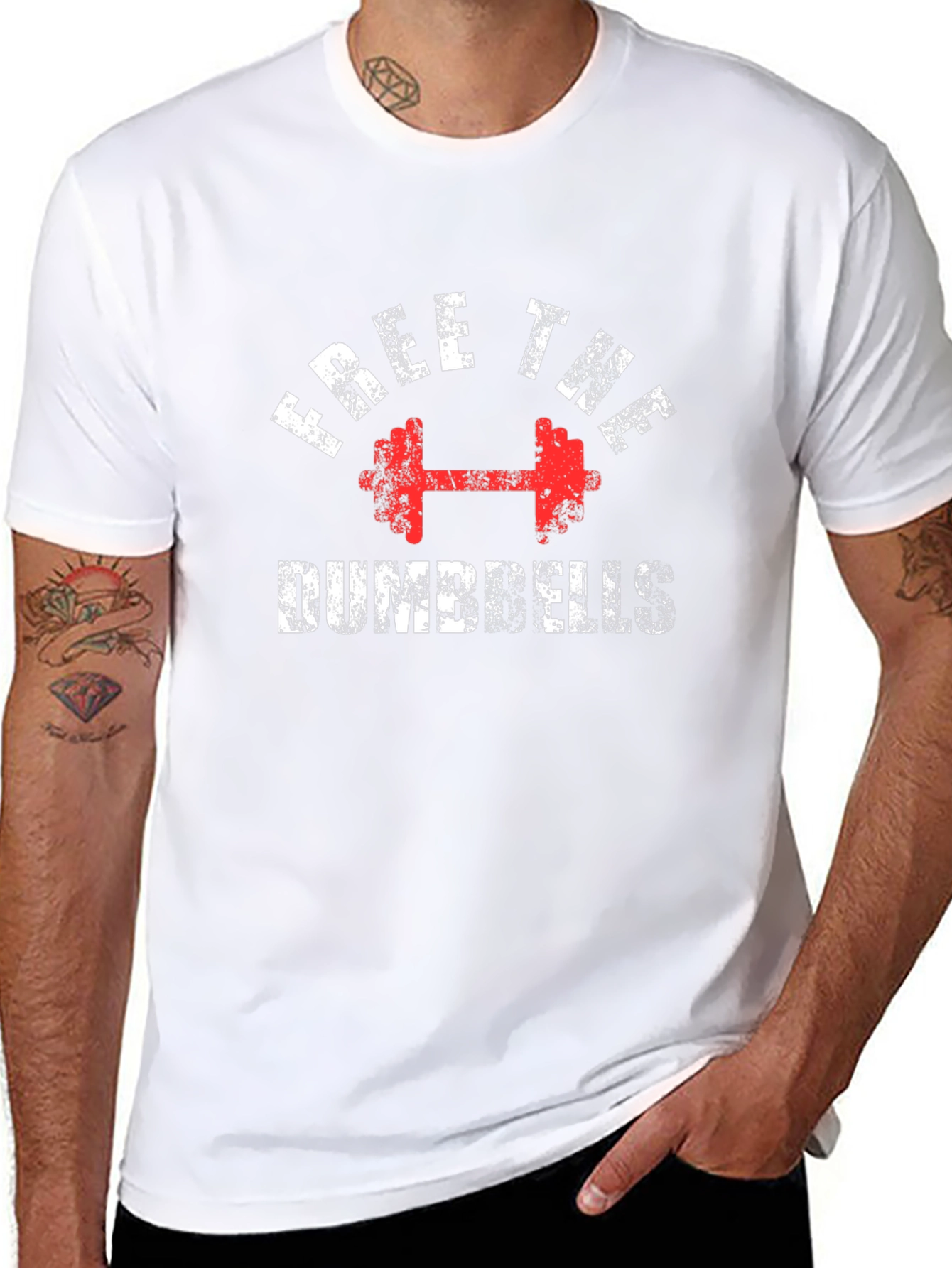 Free The Dumbbells Graphic Tee - Black