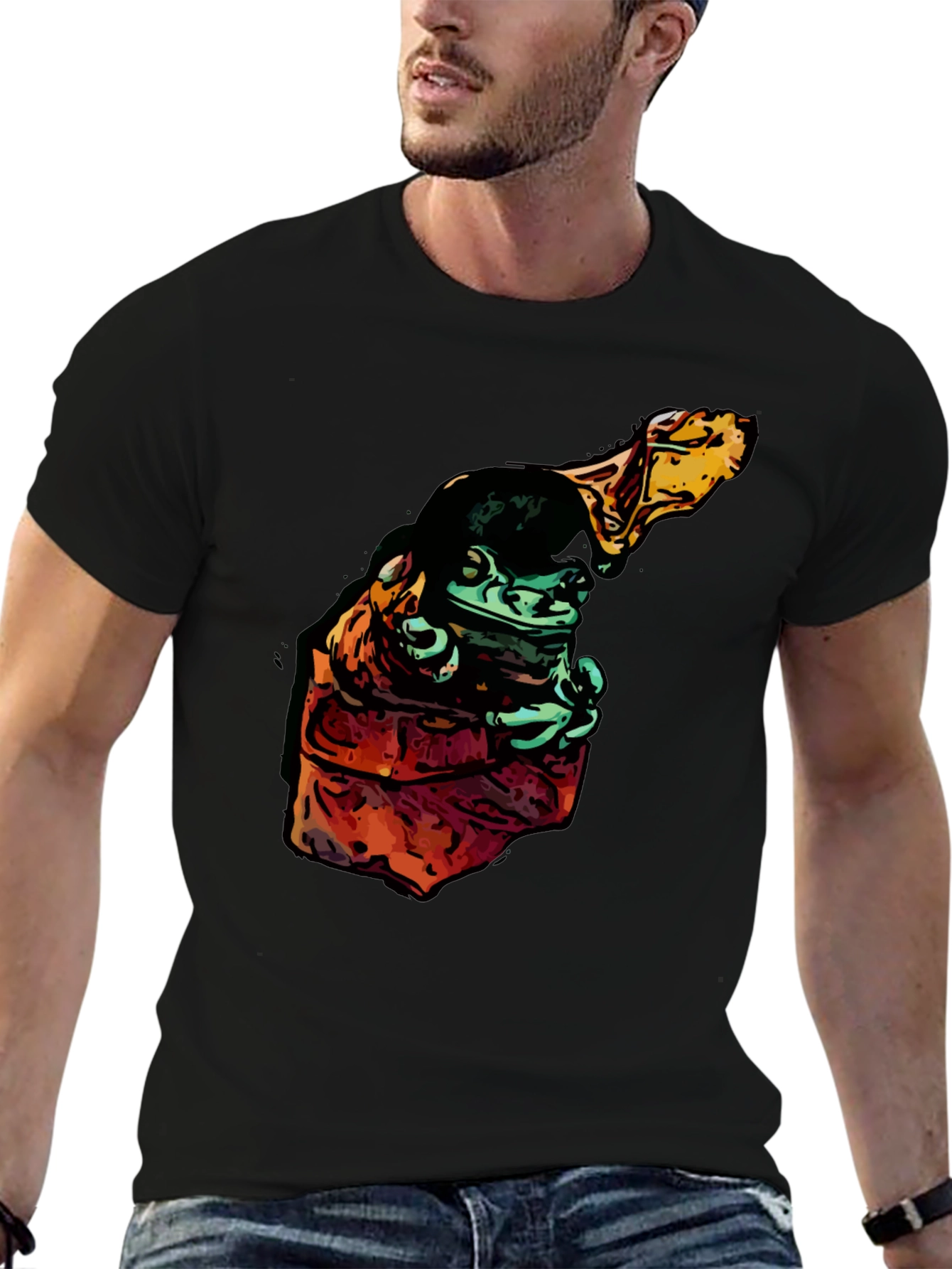 Frog in Hoodie Graphic Tee - Cool Cartoon Style