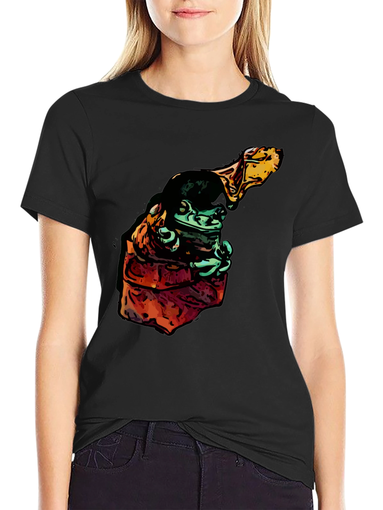 Frog in Hoodie Graphic Tee - Cool Cartoon Style